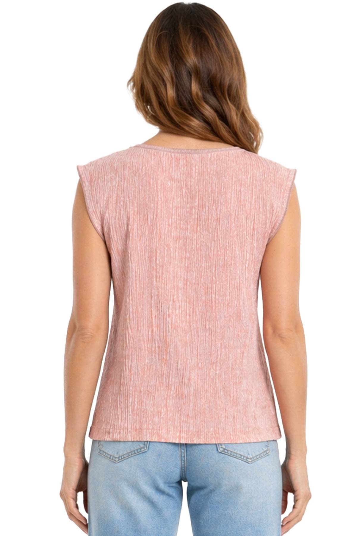 Pink Plisse Jewel Neck Tank | Women's - $89.00 - View 2 of 3