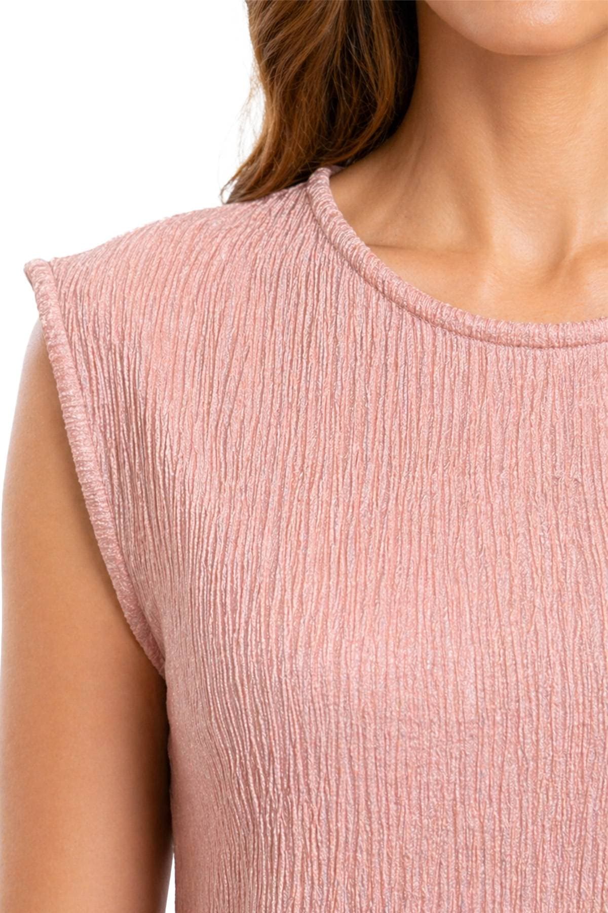 Pink Plisse Jewel Neck Tank | Women's - $89.00 - View 3 of 3