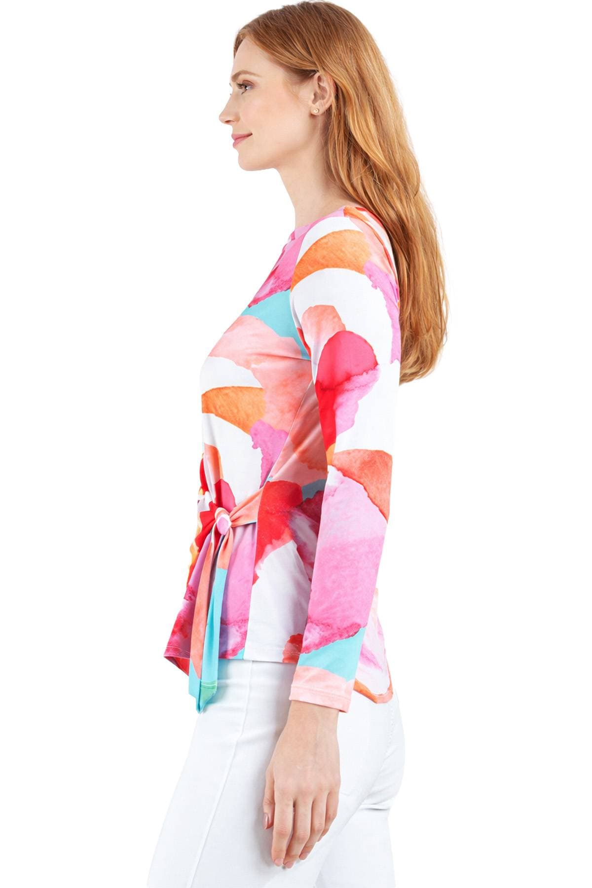 Pink Orange Jersey Watercolor Top | Women's - $165.00 - View 4 of 5