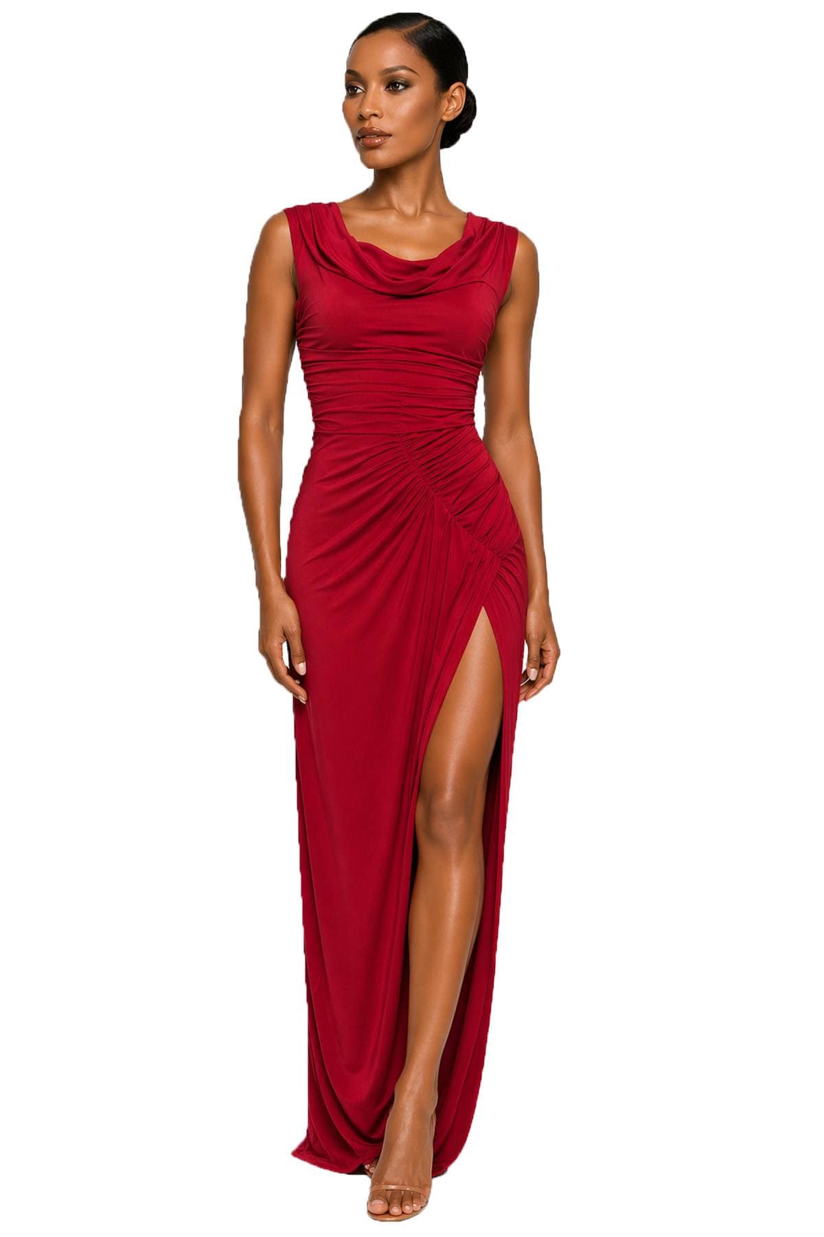 Red Jersey Draped Gown | Women's - 465.0000 - Main product view