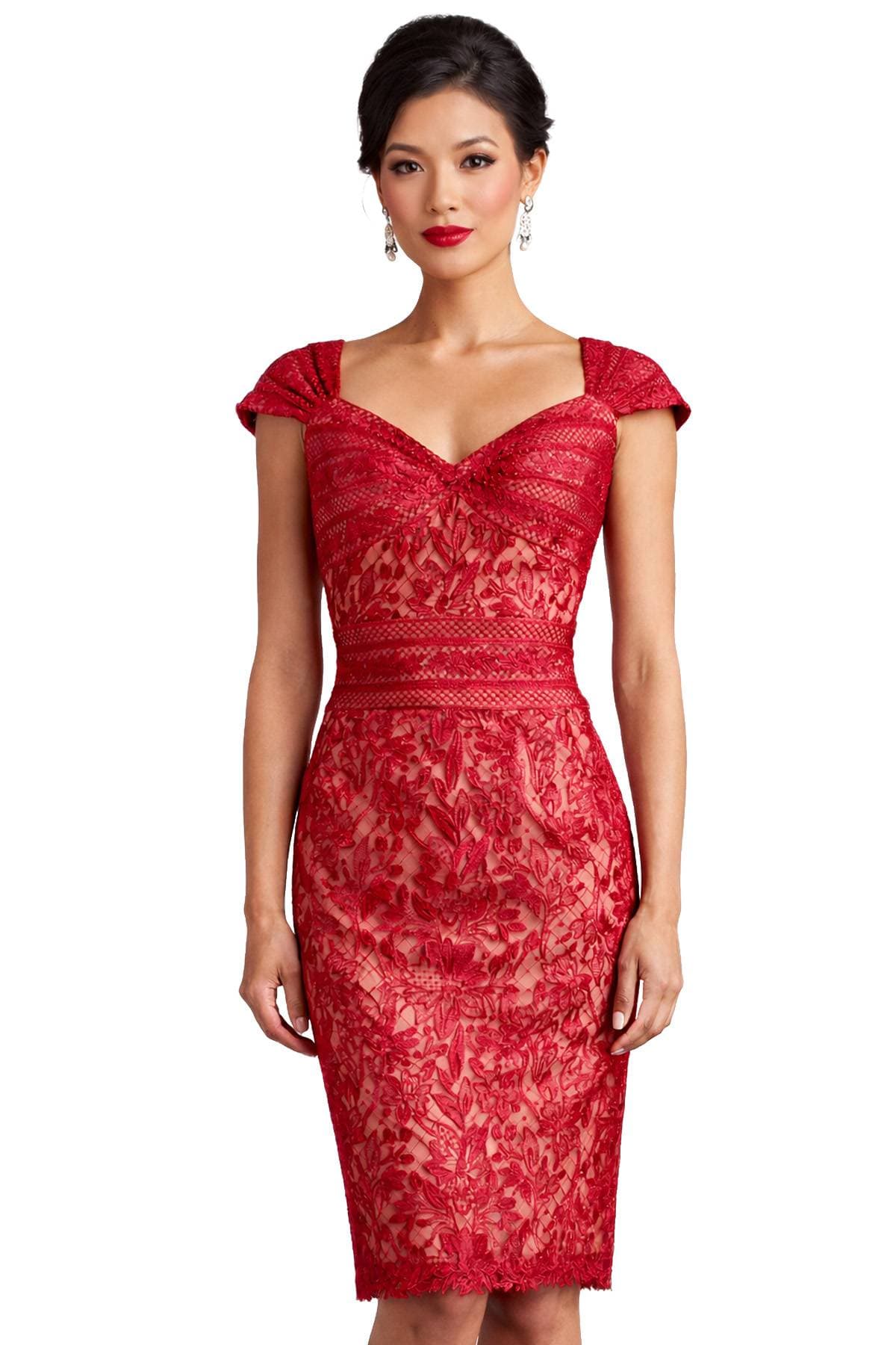 Red Soft Curved Neckline Cocktail Dress - 595.0000 - Main product view