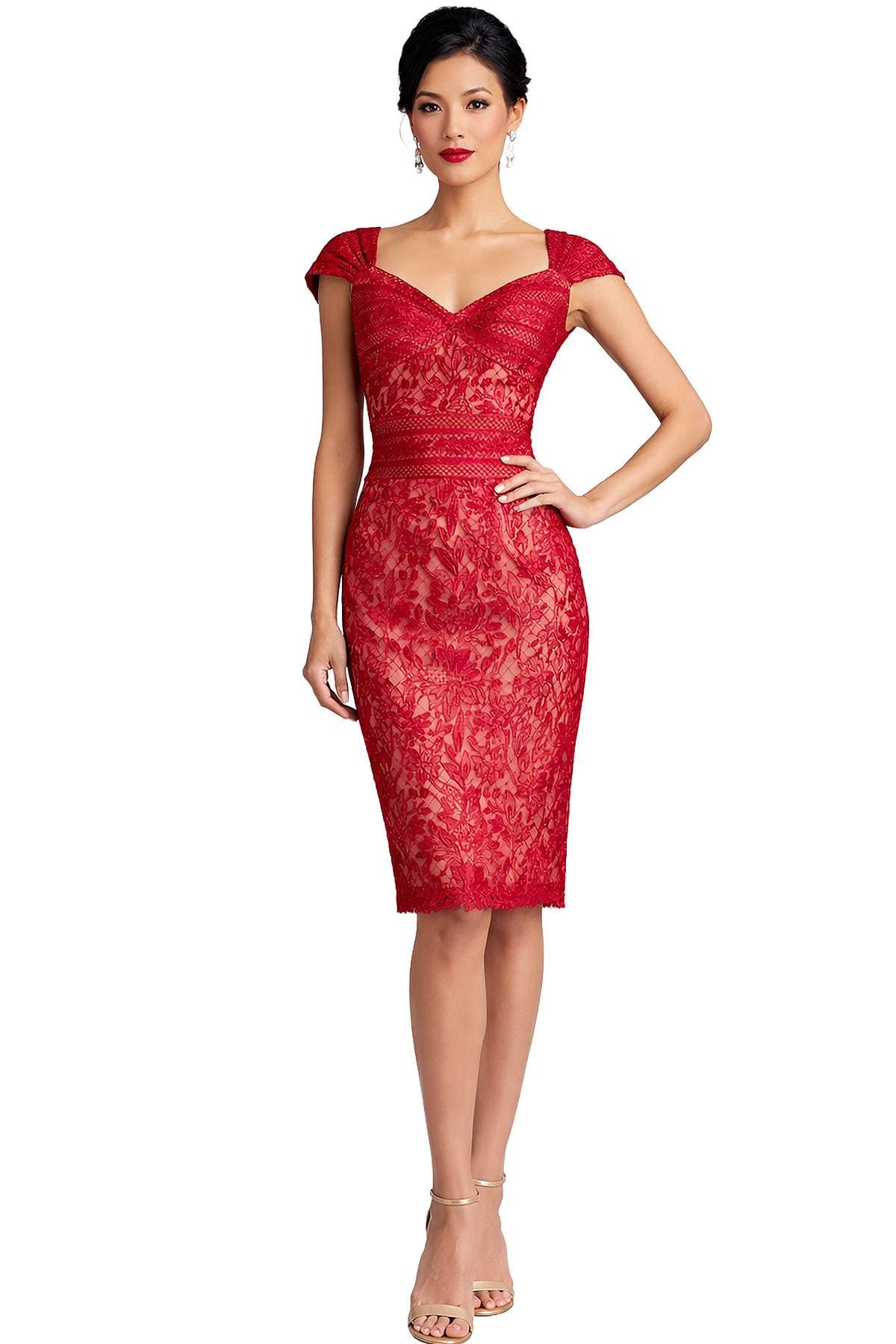 Red Soft Curved Neckline Cocktail Dress - 595.0000 - Alternative view 5