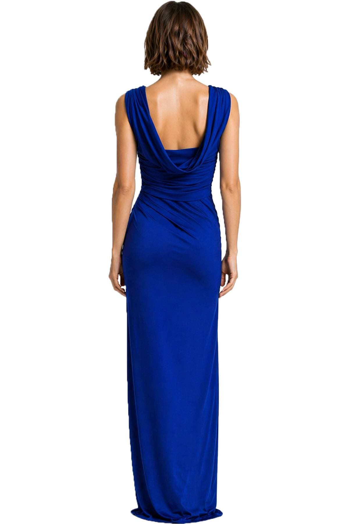 Blue Jersey Draped Gown - 465.0000 - Alternative view 3