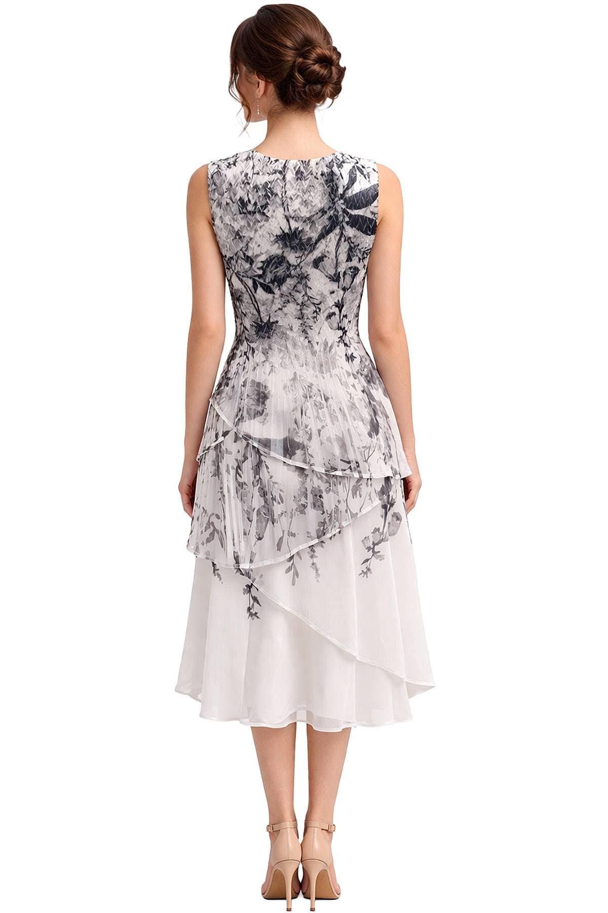 White Layered Floral Dress - 365.0000 - Alternative view 3