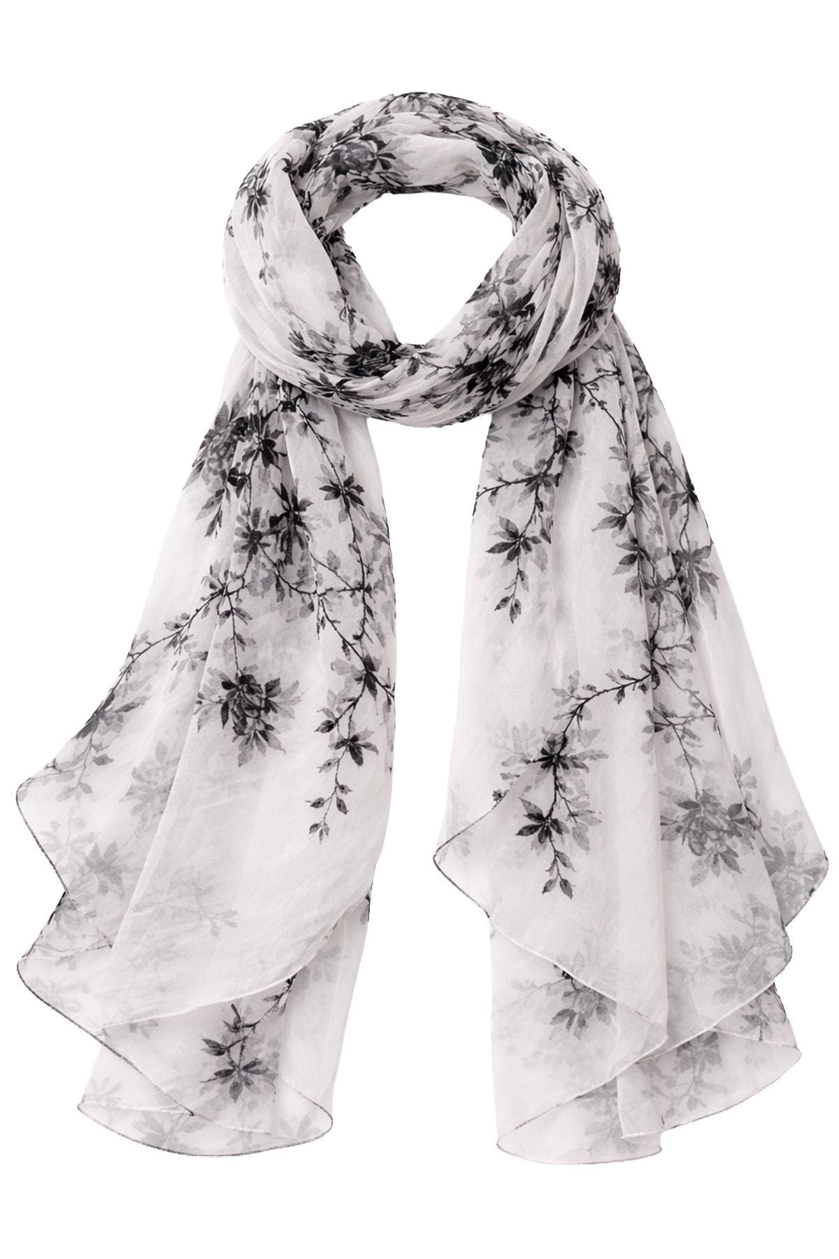 White Printed Chiffon Scarf - 135.0000 - Main product view