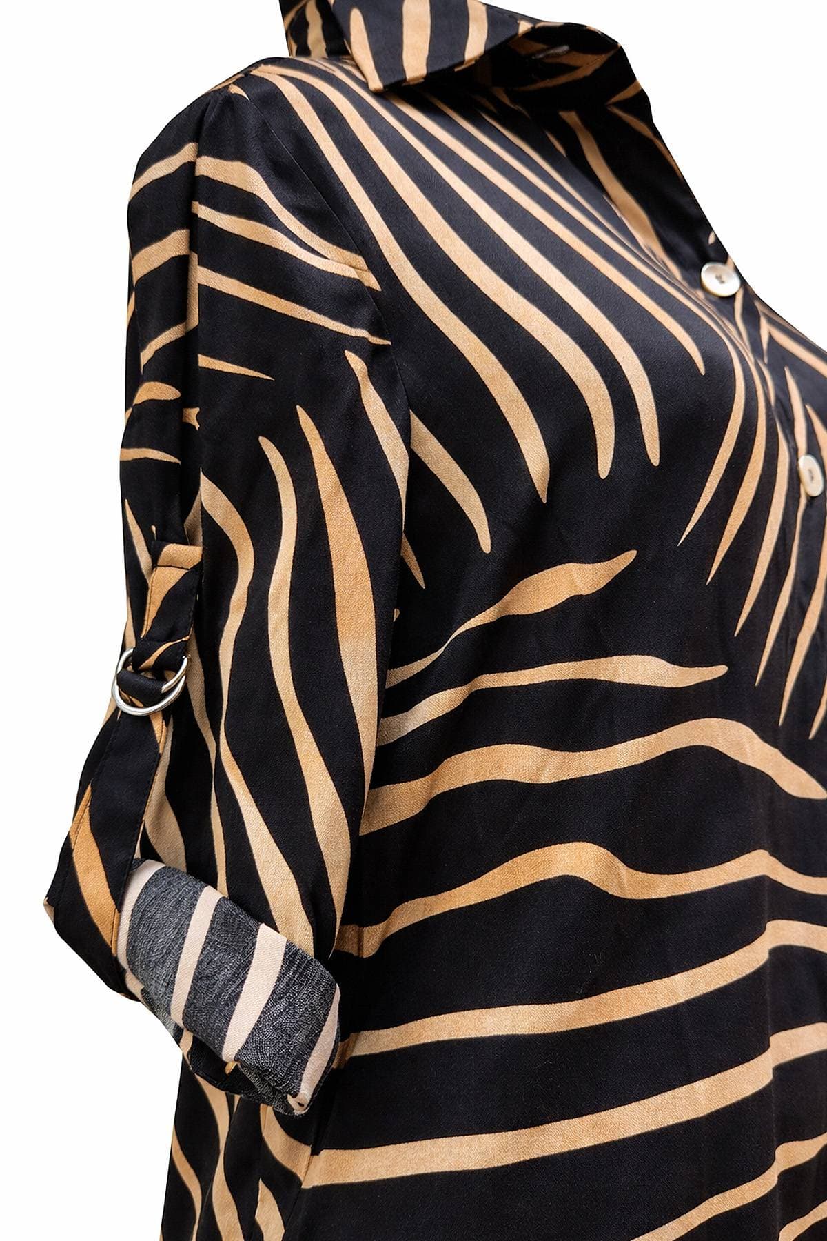 Brown Black Tiger Viscose Shirt Dress - 265.0000 - Alternative view 5