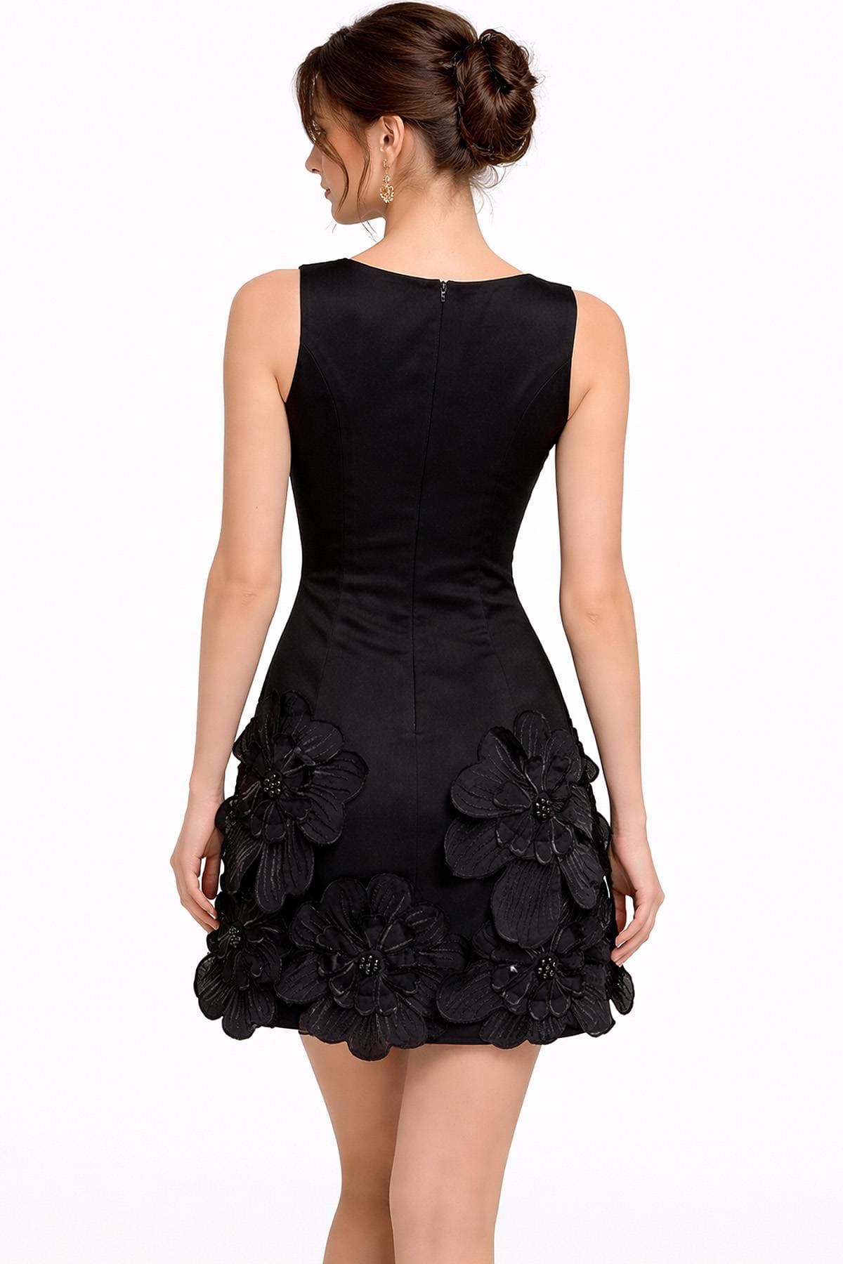 Black Organza Flower Shift Dress -  - Alternative view 2