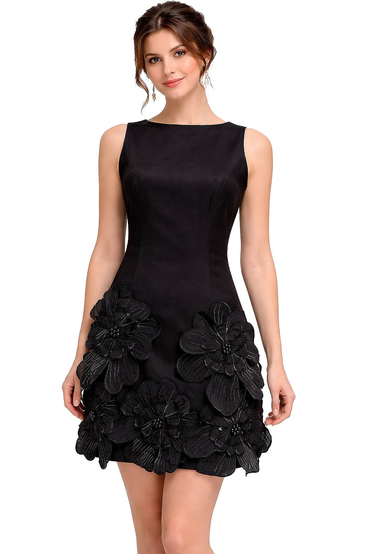 Black Organza Flower Shift Dress -  - Main product view