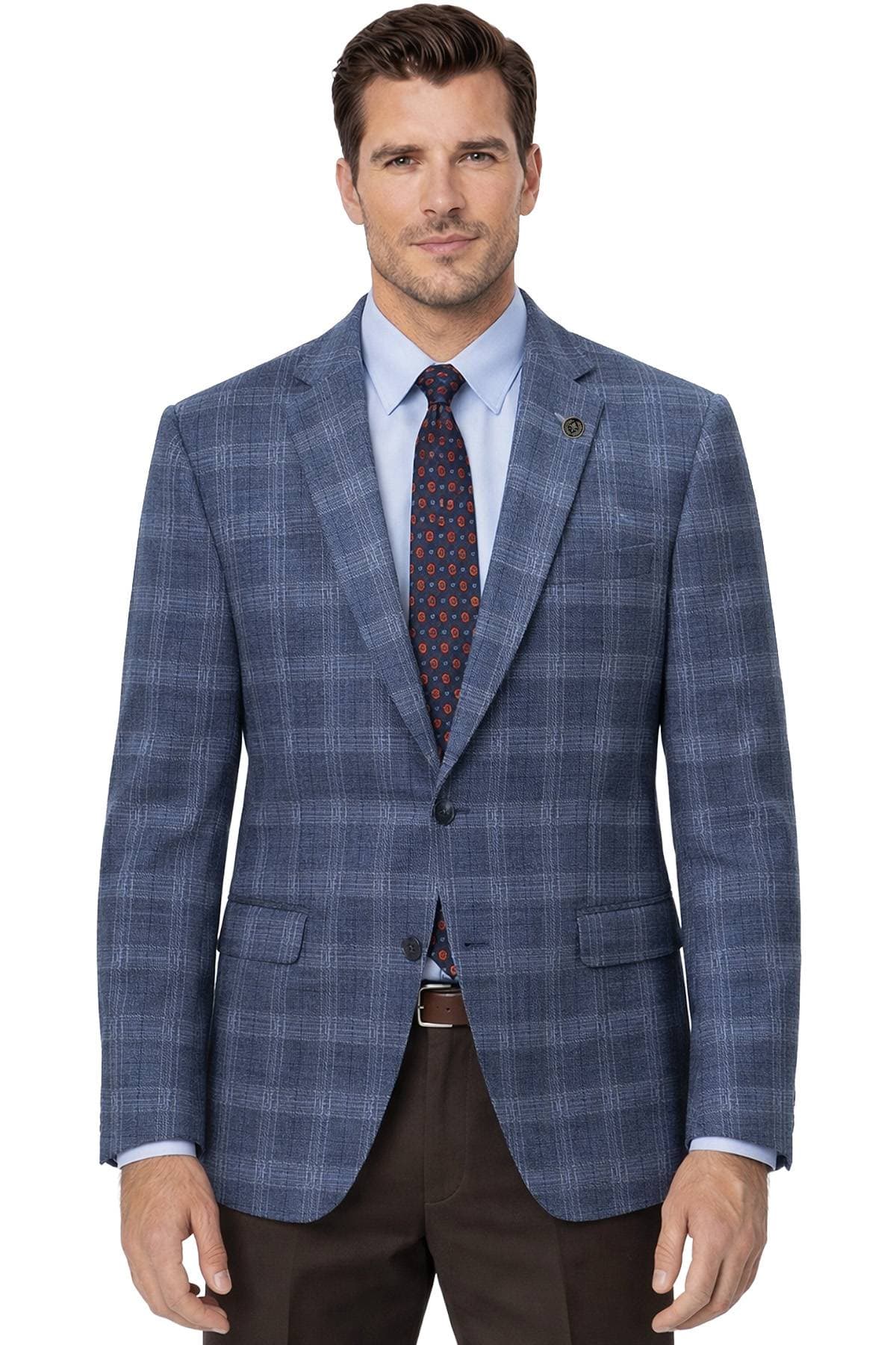 Blue Navy Plaid Jacket | Men's - 985.0000 - Main product view