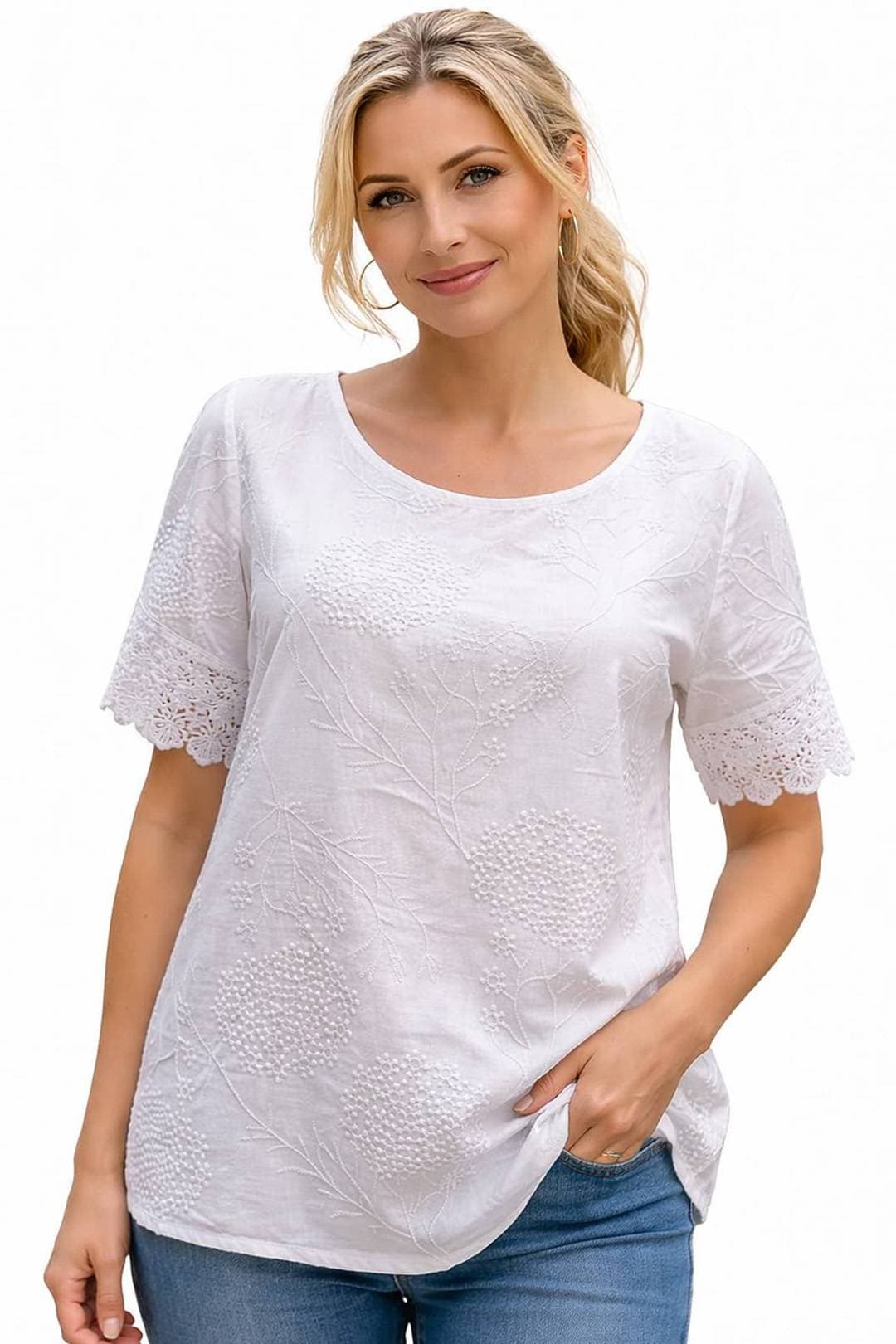White Italian Cotton Blouse - 175.0000 - Main product view