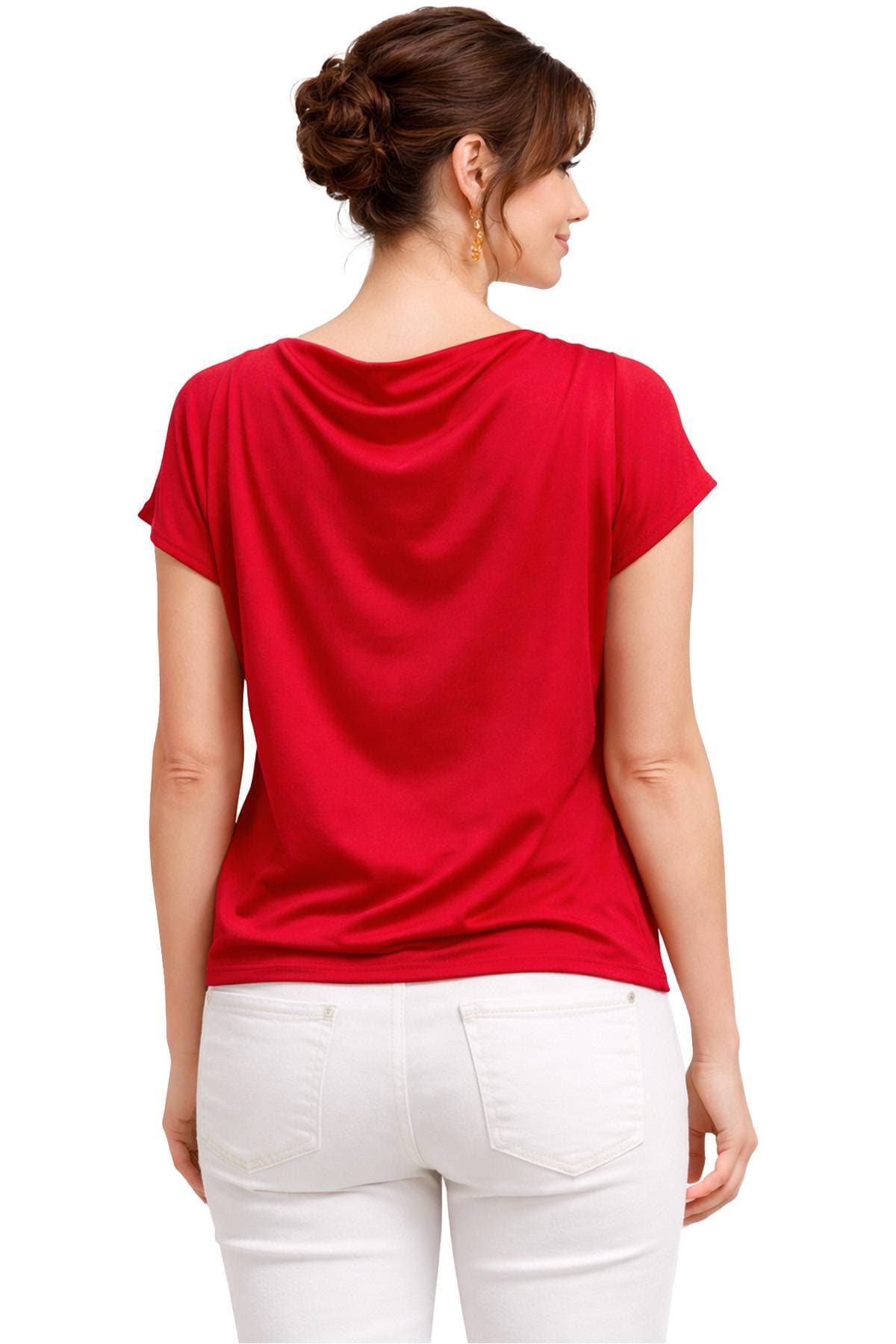 Red Jersey Drape Top -  - Alternative view 2