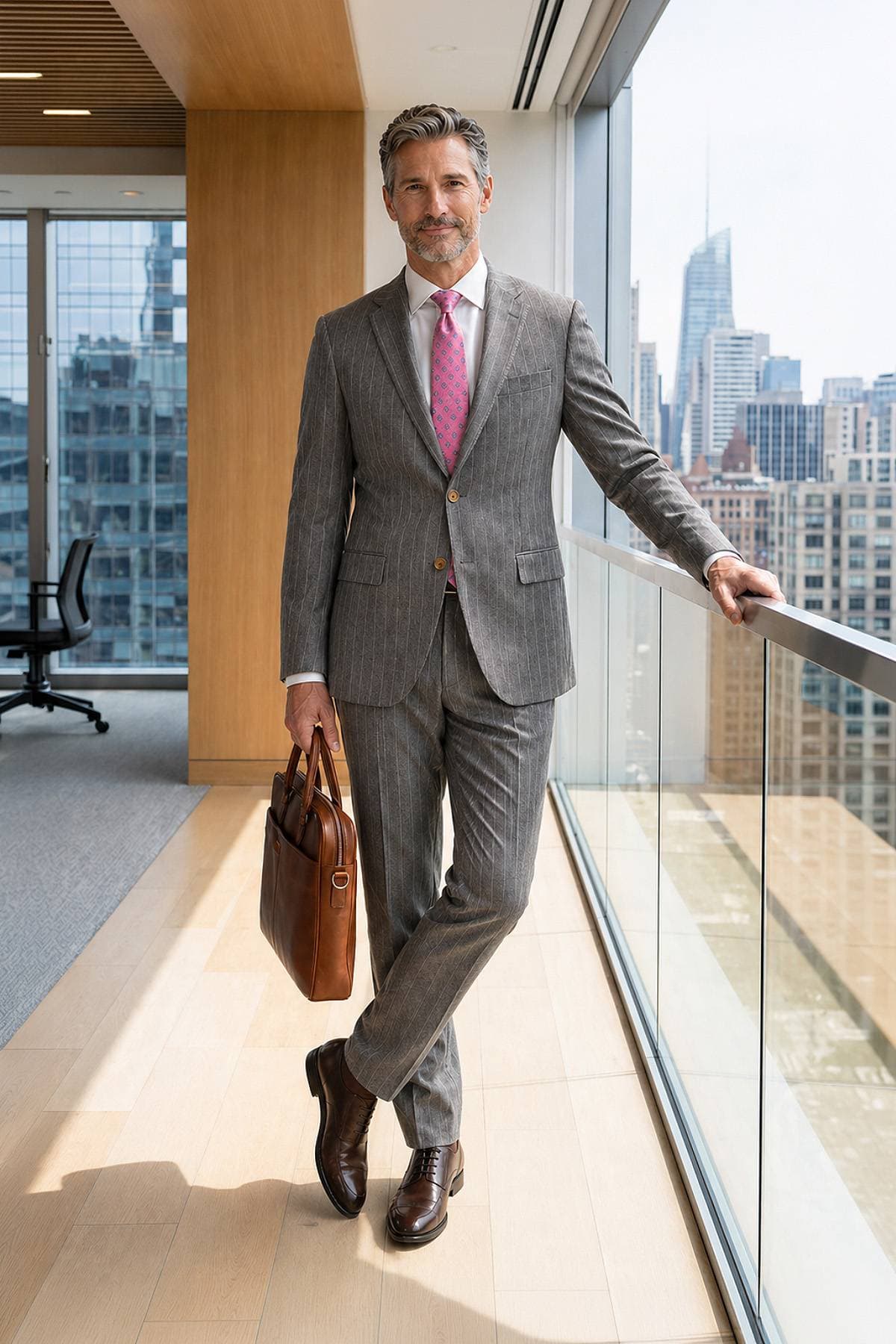Gray Cigar Stripe Suit | Men's - 3785.0000 - Alternative view 3