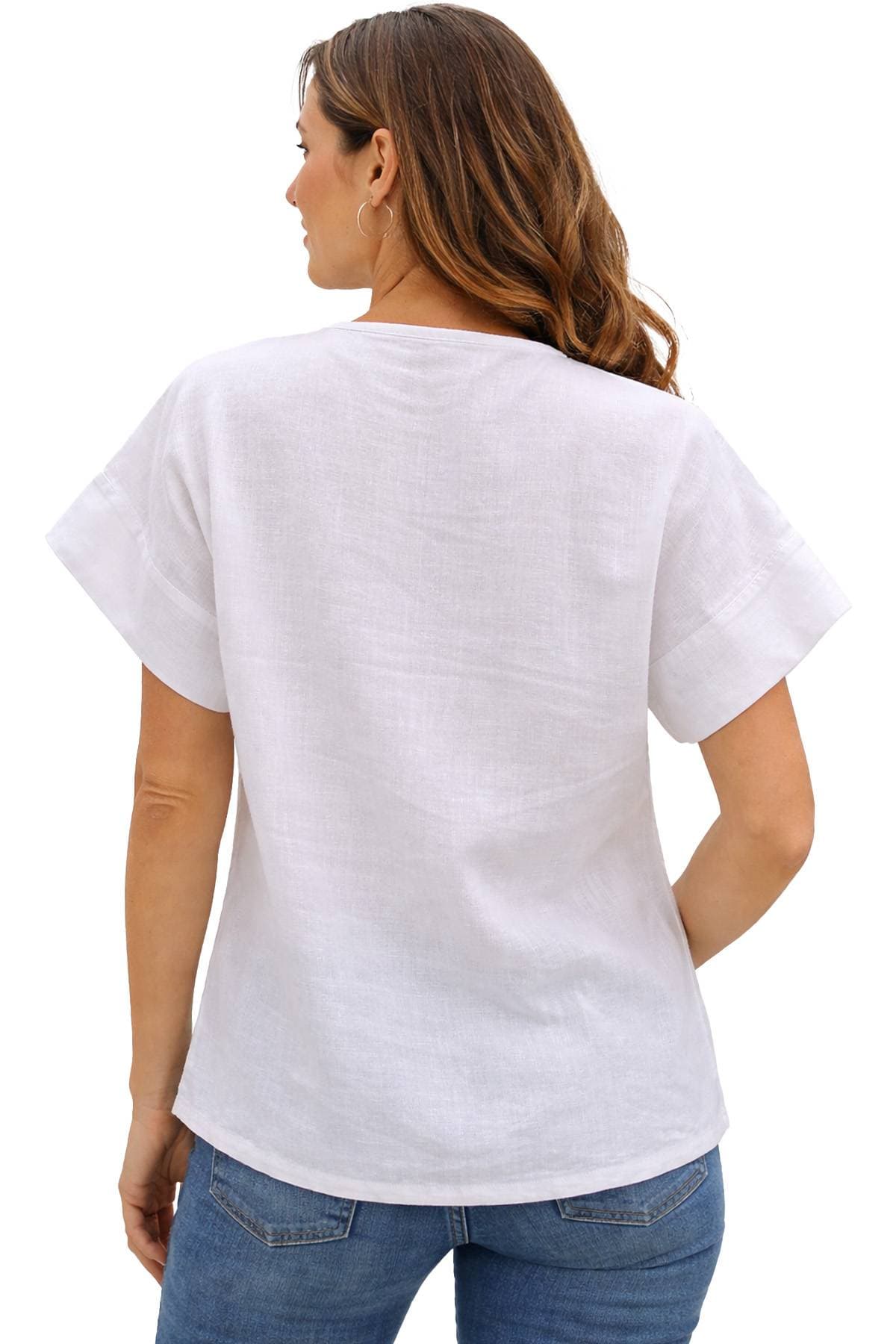 White Italian Linen Cotton Blouse - 185.0000 - Alternative view 3