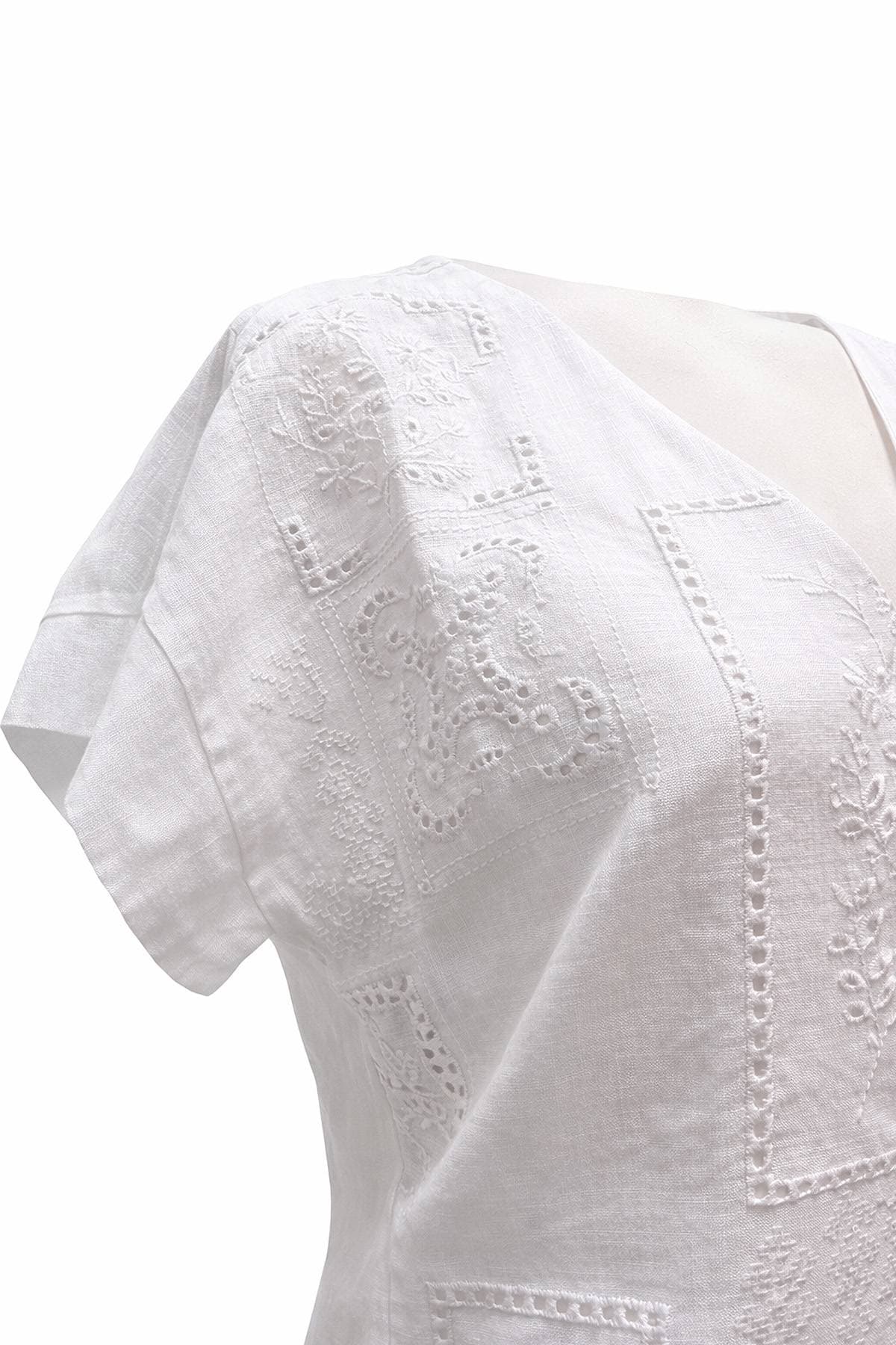 White Italian Linen Cotton Blouse - 185.0000 - Alternative view 4