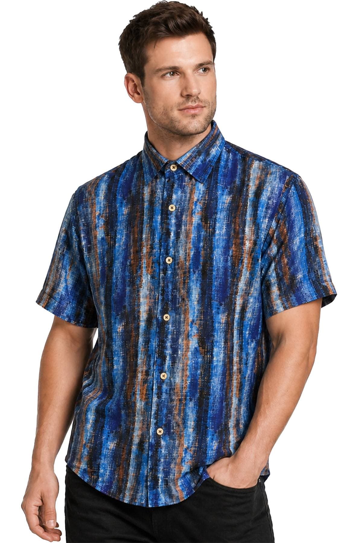 Tencel Blue Multi Stripe Button Down | Men's - 178.0000 - Alternative view 4