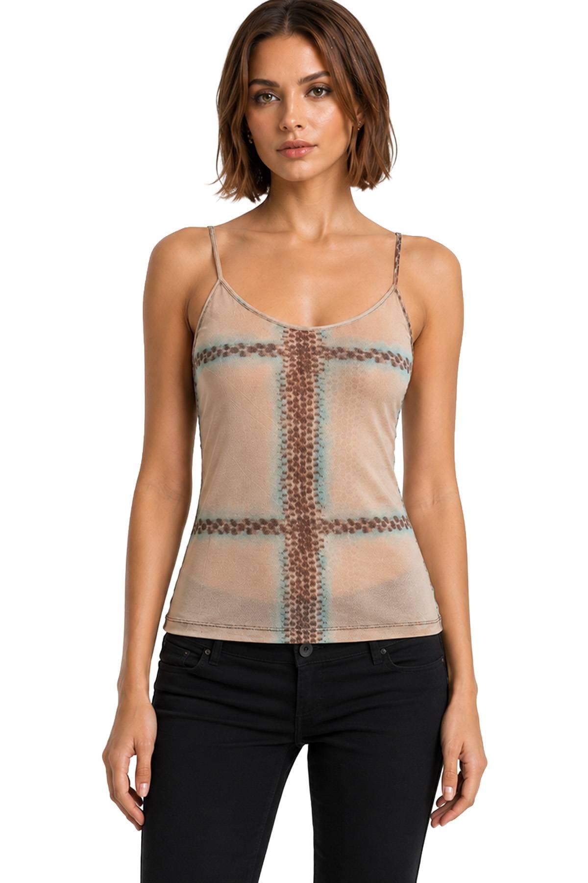 Beige Chiffon Blouse with Cami | Women's - $195.00 - View 8 of 9