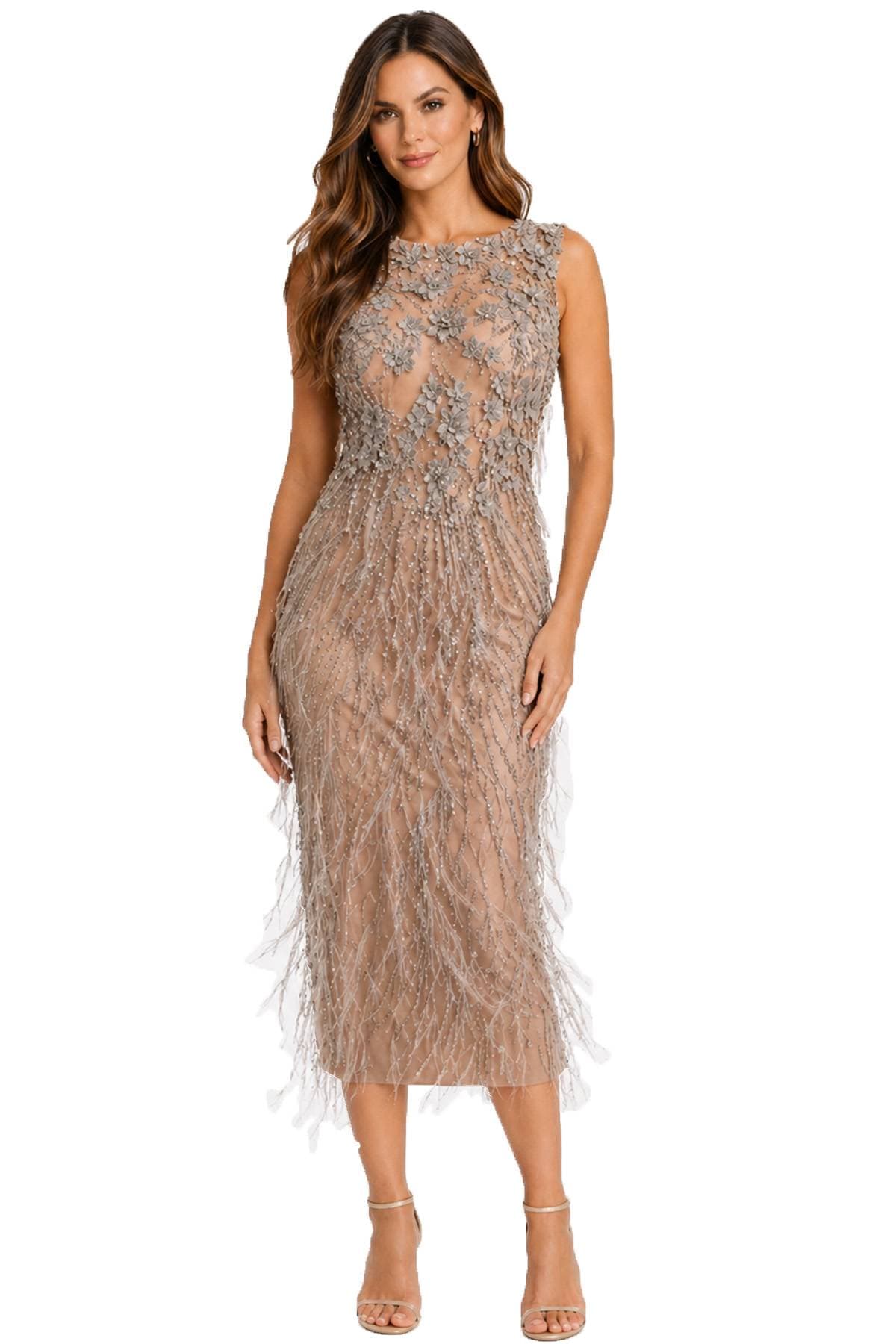 Silver Gray Feather Cocktail Dress | Women's - 965.0000 - Main product view