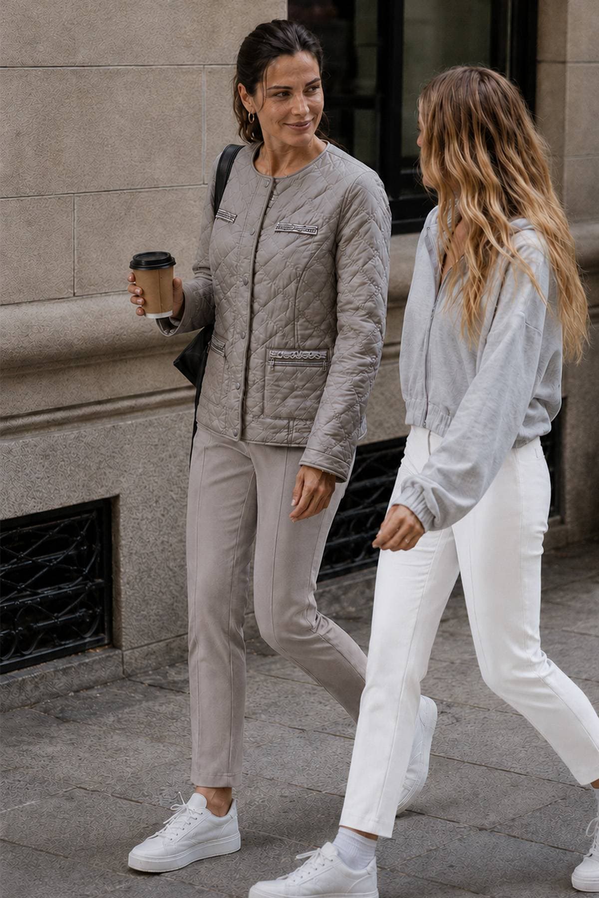 Taupe Quilted Snap Jacket -  - Alternative view 3