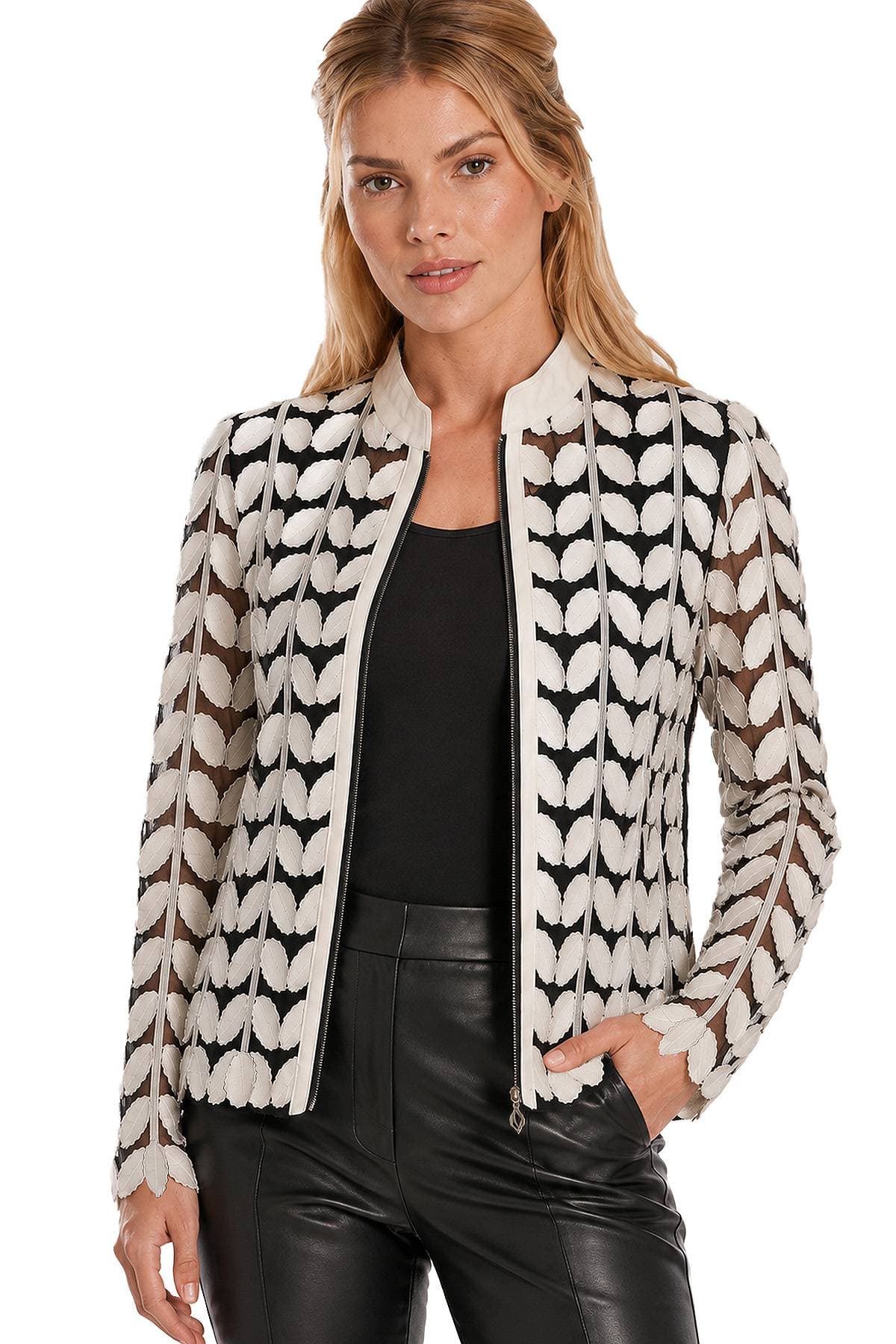 White Leather Leaf Jacket | Women's - $495.00 - View 6 of 8