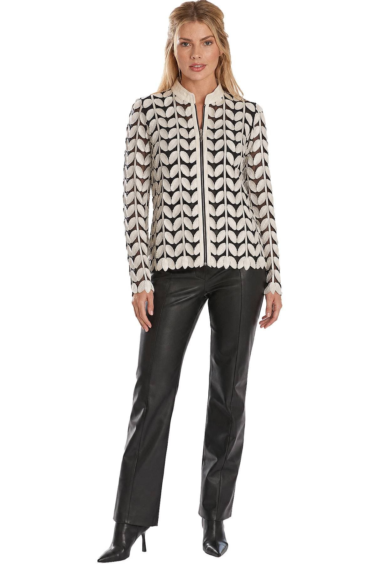 White Leather Leaf Jacket | Women's - $495.00 - View 7 of 8