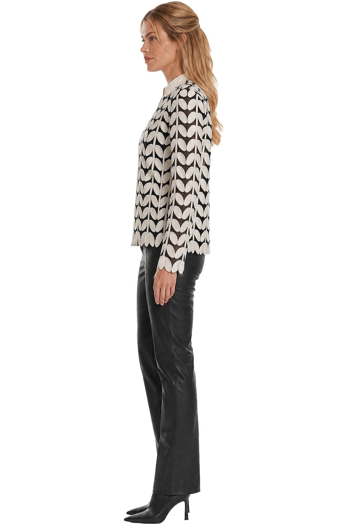 White Leather Leaf Jacket | Women's - $495.00 - View 8 of 8