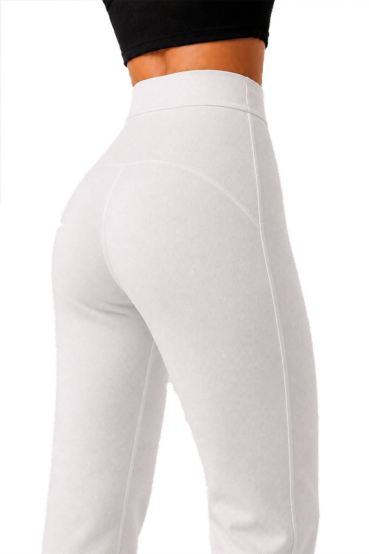 White Knit Stretch Pull On Pant -  - Alternative view 3