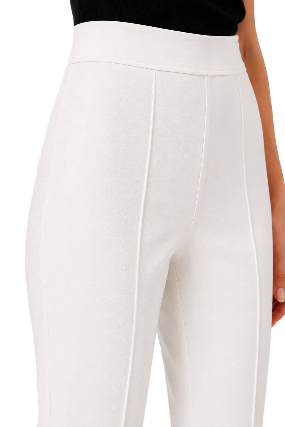 White Knit Stretch Pull On Pant -  - Alternative view 4