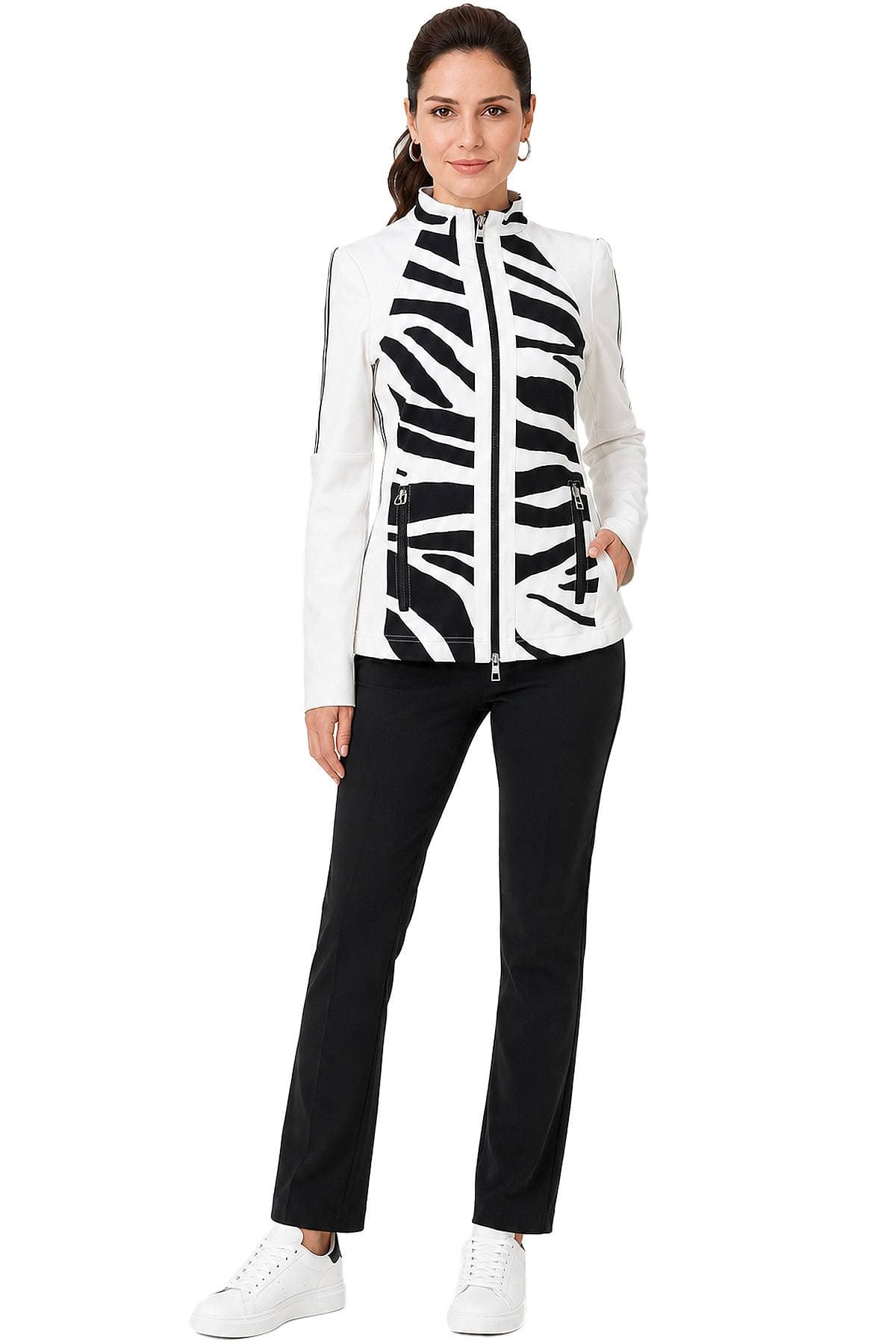 Sporty Zip-Front Jacket in Black and White Print | Women's - $295.00 - View 7 of 10