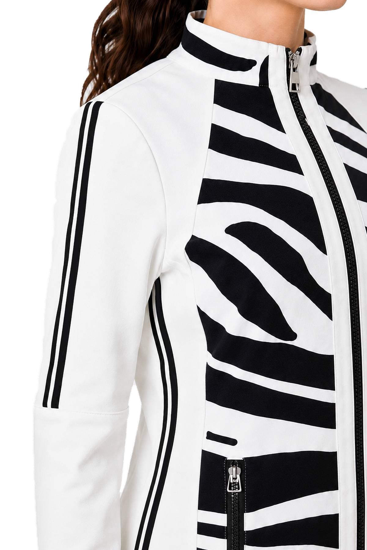 Sporty Zip-Front Jacket in Black and White Print | Women's - $295.00 - View 6 of 10