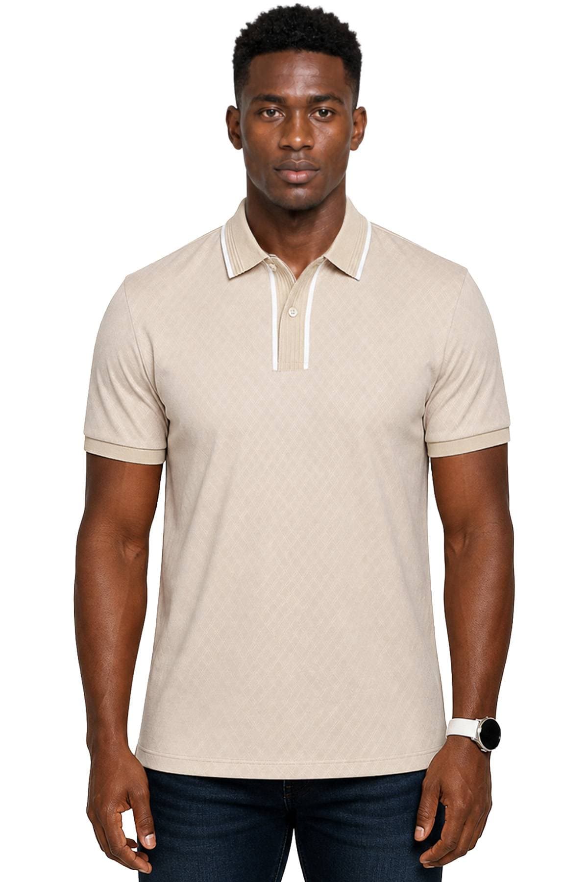 Tan Brown Stretch Polo | Men's - 178.0000 - Main product view