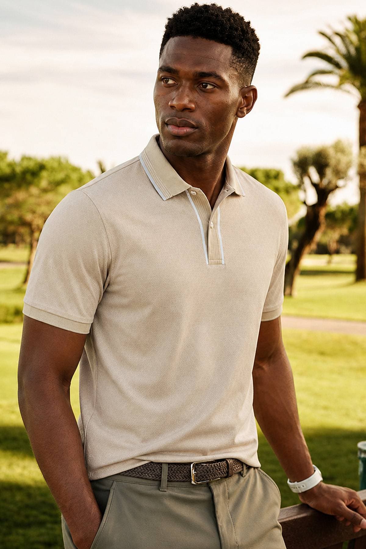 Tan Brown Stretch Polo | Men's - 178.0000 - Alternative view 2