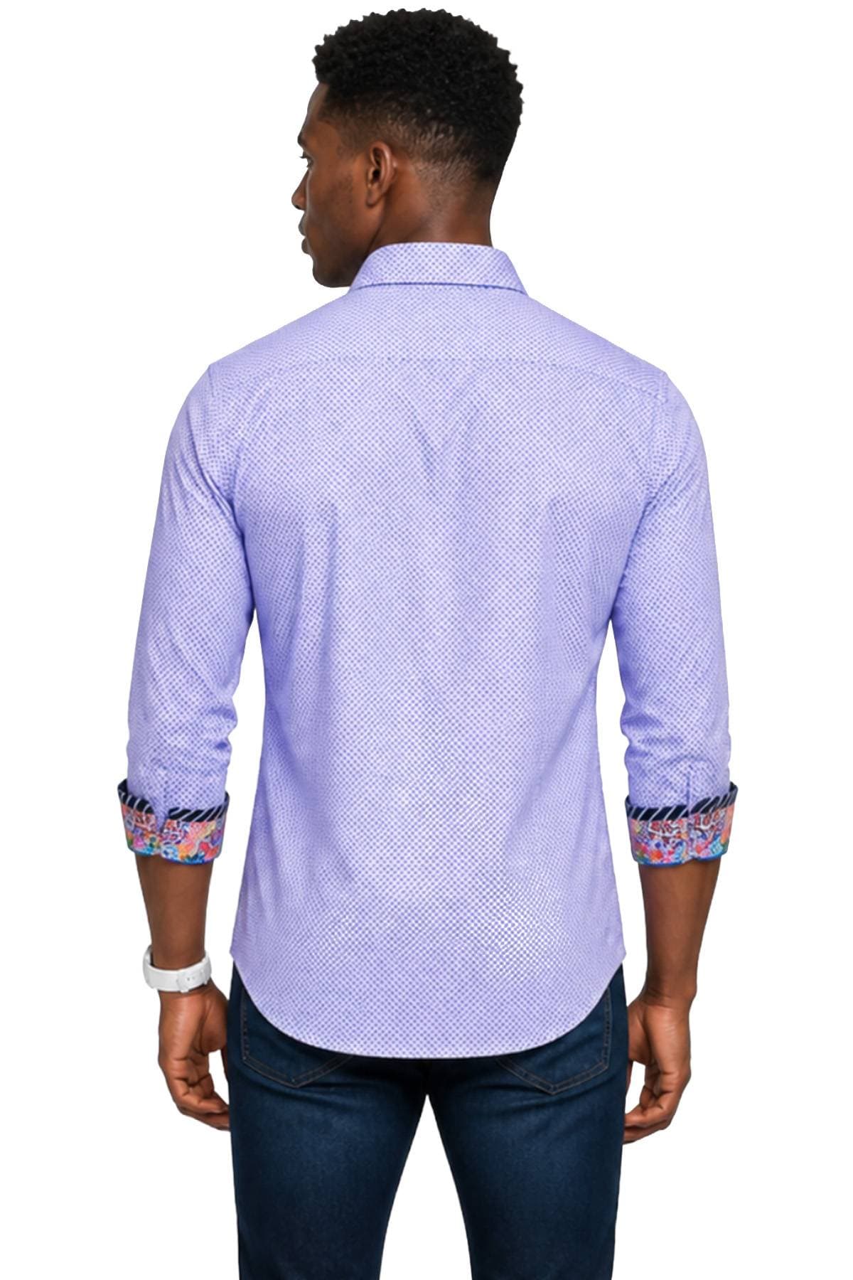 Lavender Purple Stretch Cotton Shirt | Men's - 195.0000 - Alternative view 3
