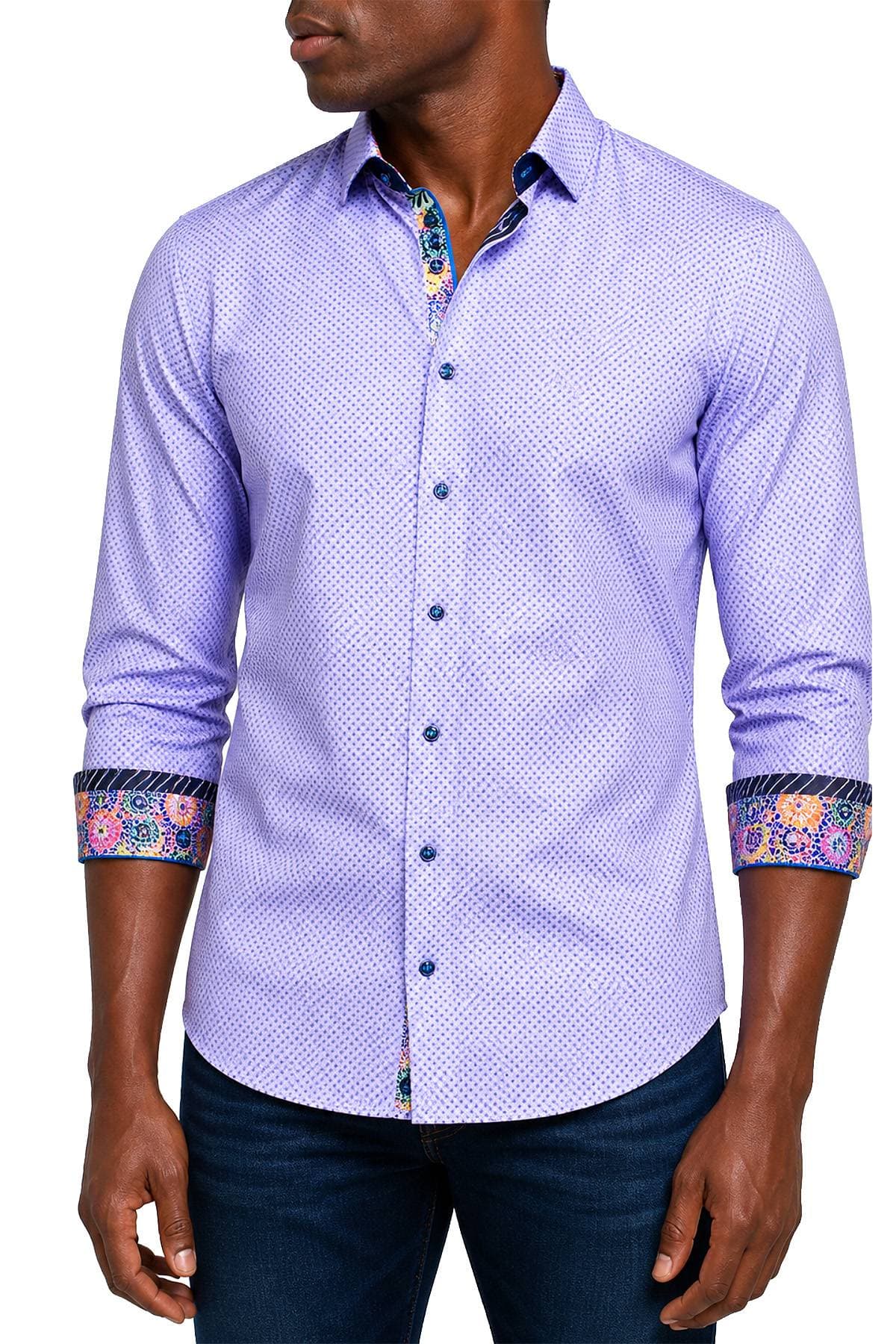 Lavender Purple Stretch Cotton Shirt | Men's - 195.0000 - Alternative view 4
