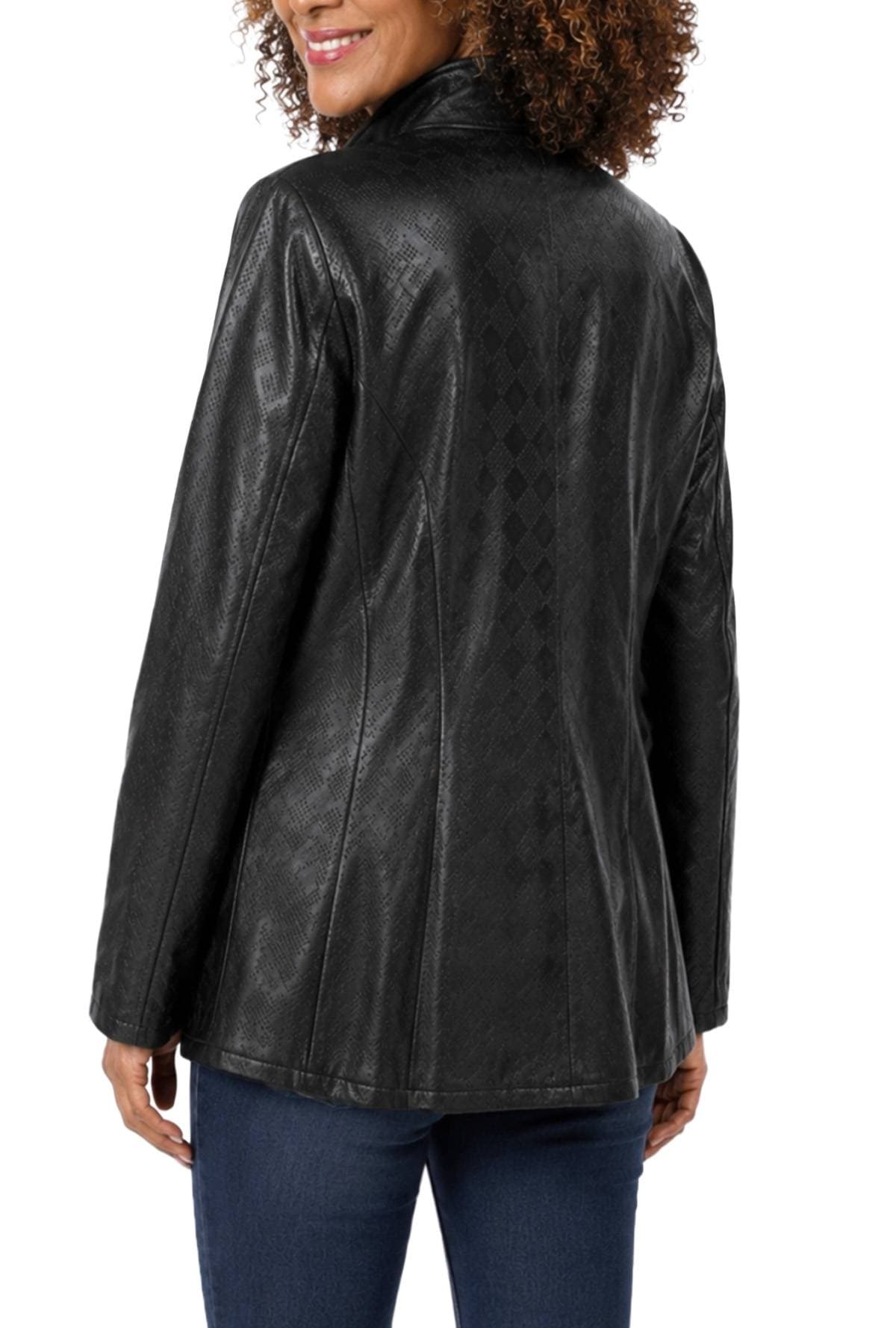 Black Leather Zip Jacket -  - Alternative view 4