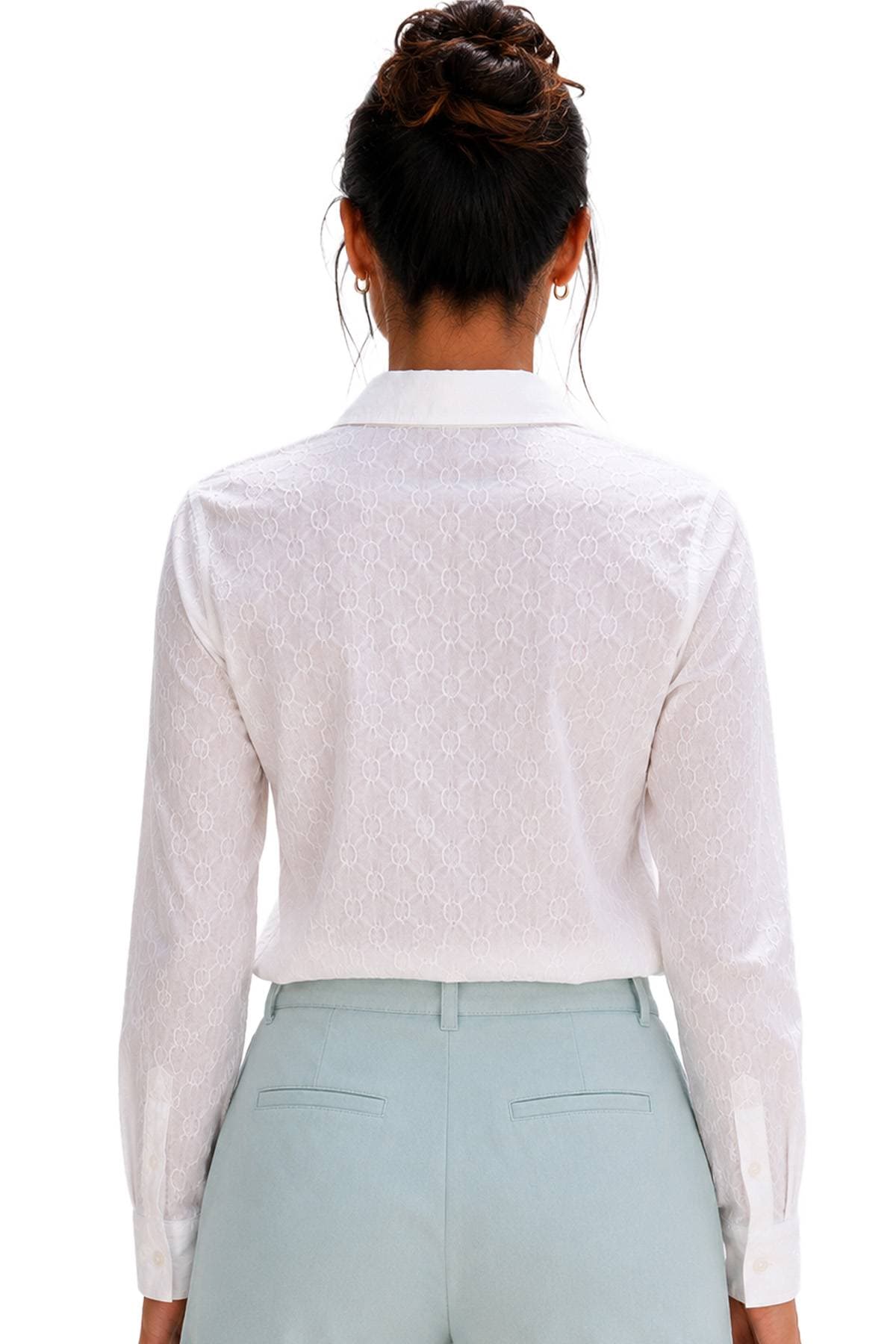 Italian White Cotton Stretch Blouse -  - Alternative view 4