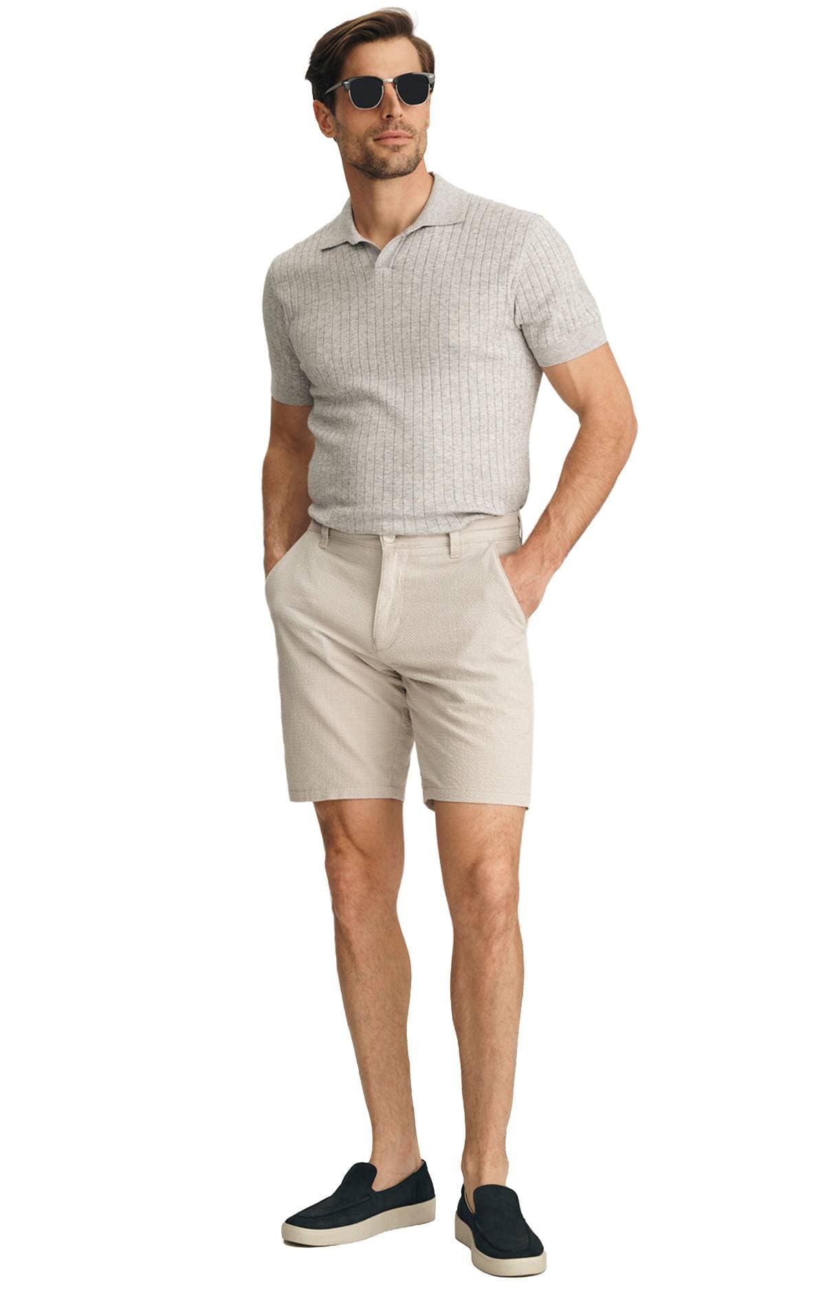 Men’s Beige Seersucker Bermuda Shorts | Men's - $158.00 - View 5 of 6