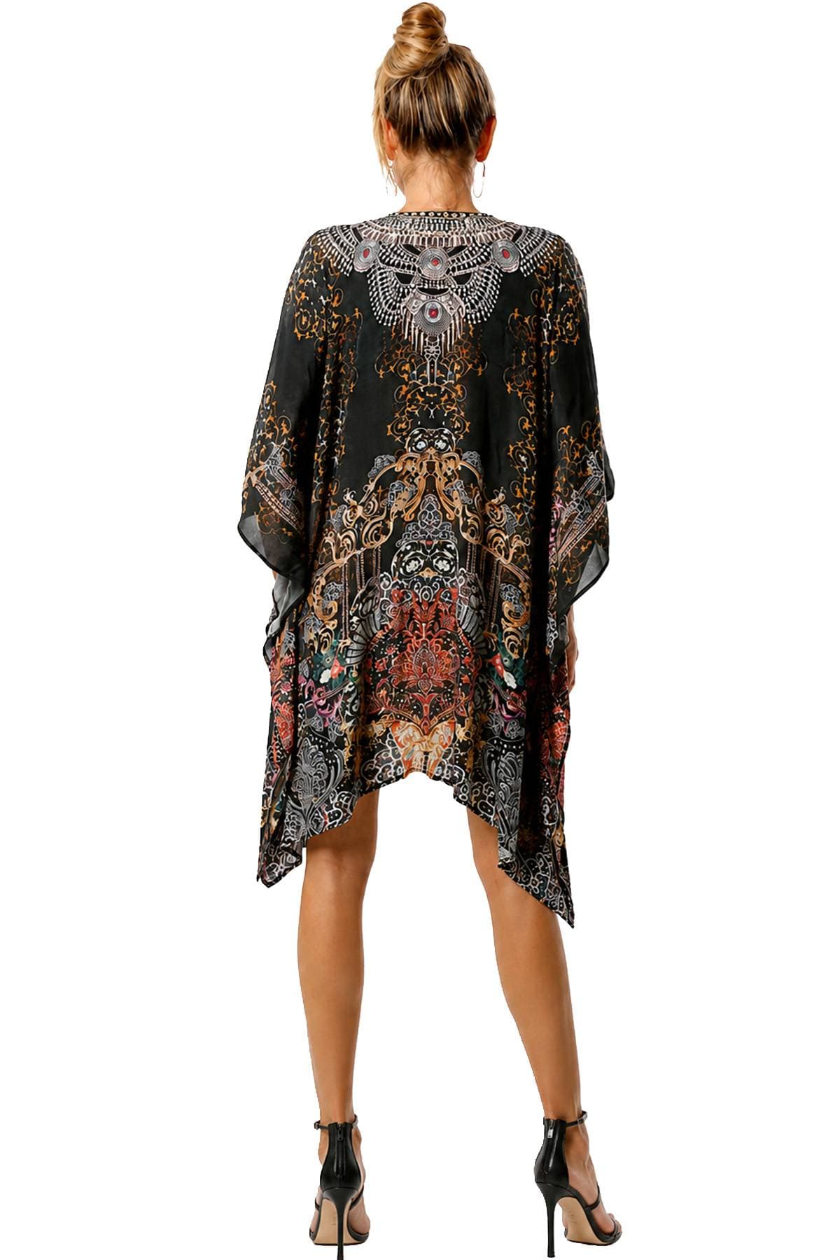 Black Viscose Silk Kaftan Top | Women's - $265.00 - View 4 of 4
