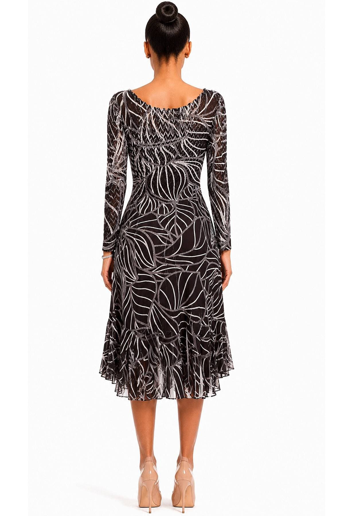 Dark Brown Shimmer Geo Print Charmeuse Midi Dress | Komarov - $395.00 - View 5 of 5