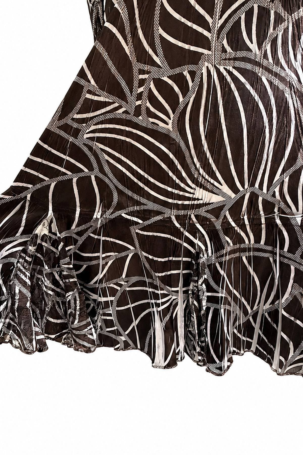 Dark Brown Shimmer Geo Print Charmeuse Midi Dress | Komarov - $395.00 - View 4 of 5