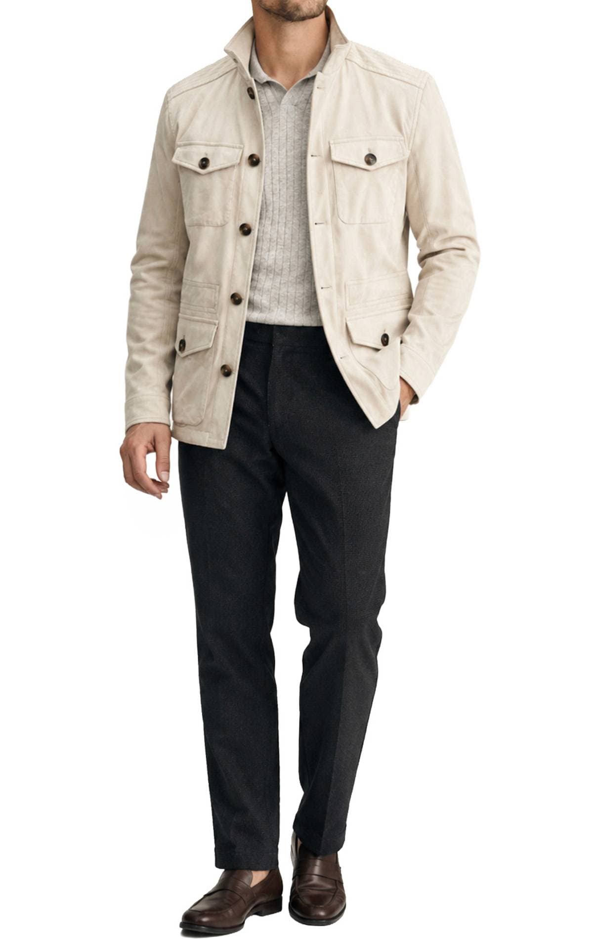 Men’s Sand Microfiber Suede Safari Jacket | Made in Italy | Men's - $965.00 - View 6 of 6