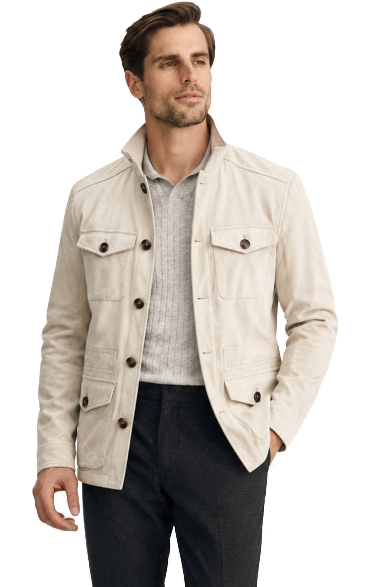 Men’s Sand Vegan Suede Safari Jacket | Made in Italy - $965.00 - View 1 of 6