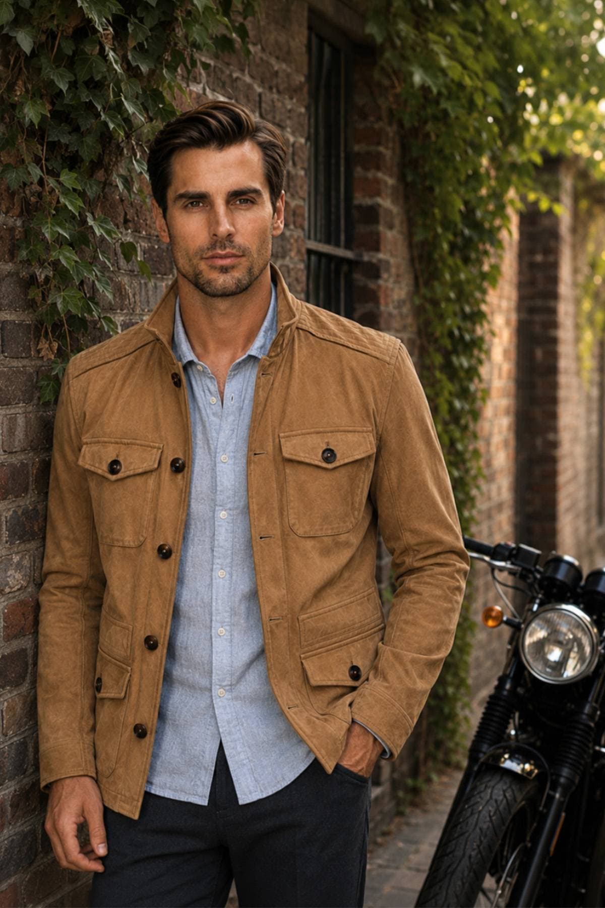 Camel Microfiber Suede Safari Jacket| Men's - 820.2500 - Alternative view 3