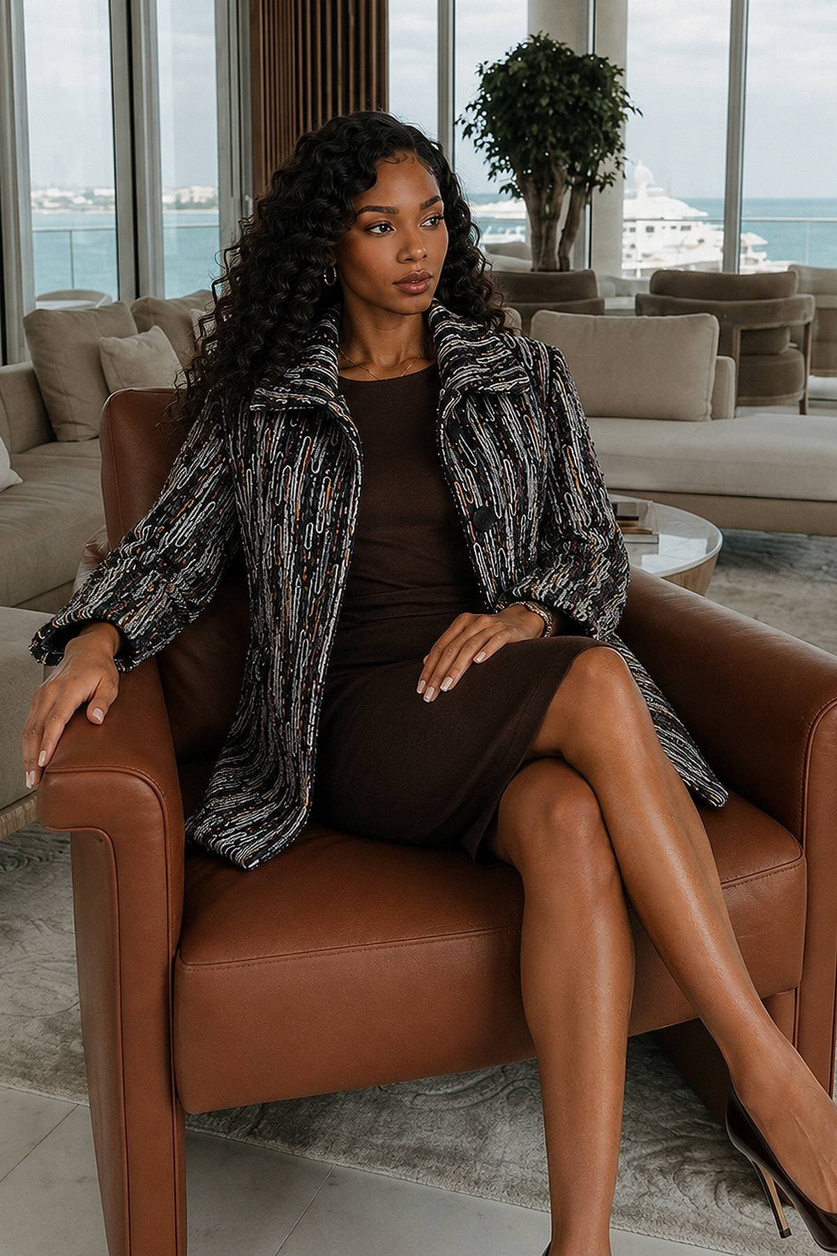 Brown Multi Flare Occasion Jacket -  - Alternative view 2