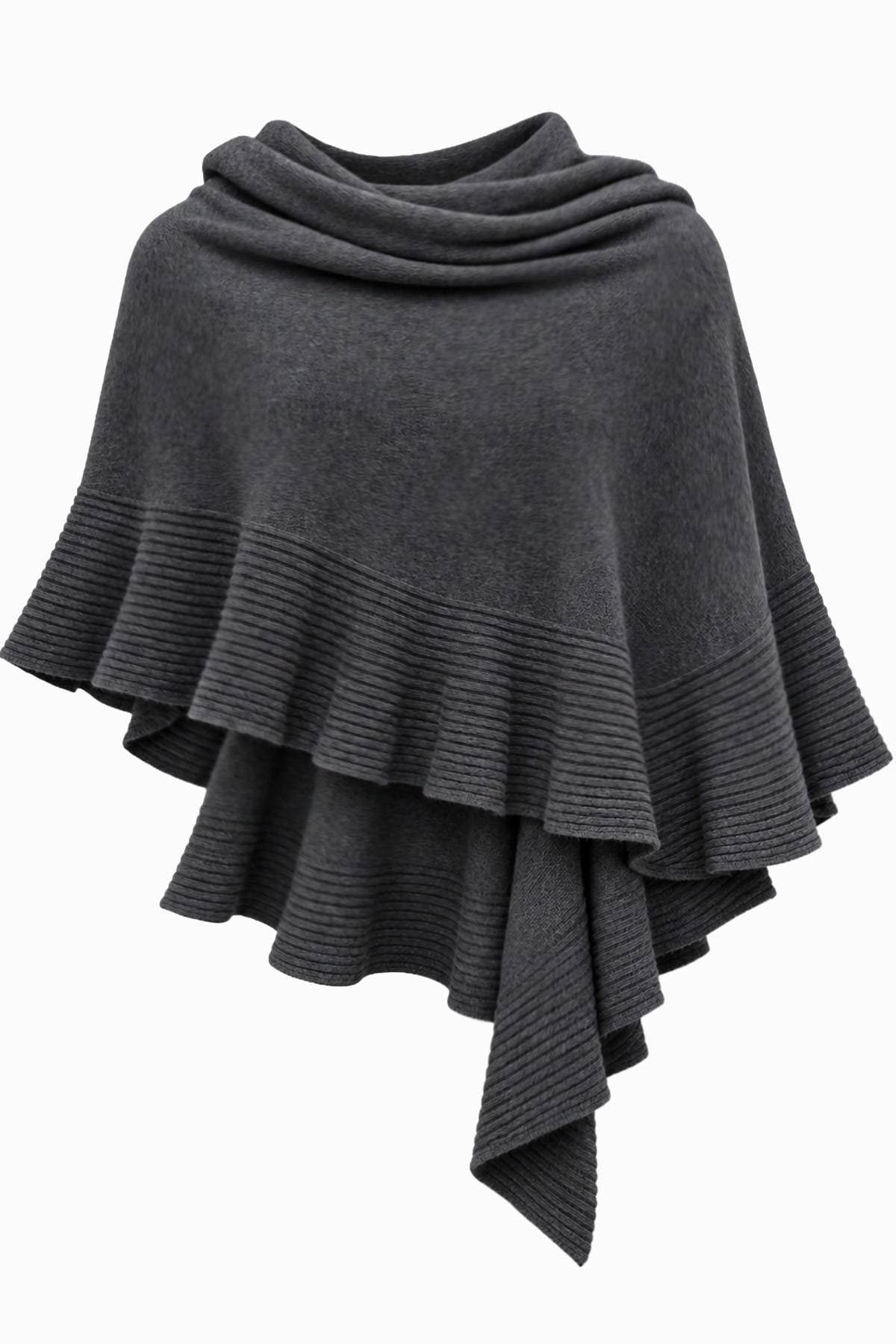 Charcoal 100% Cashmere Italian Ruffle Shawl | Women's - 595.0000 - Alternative view 5