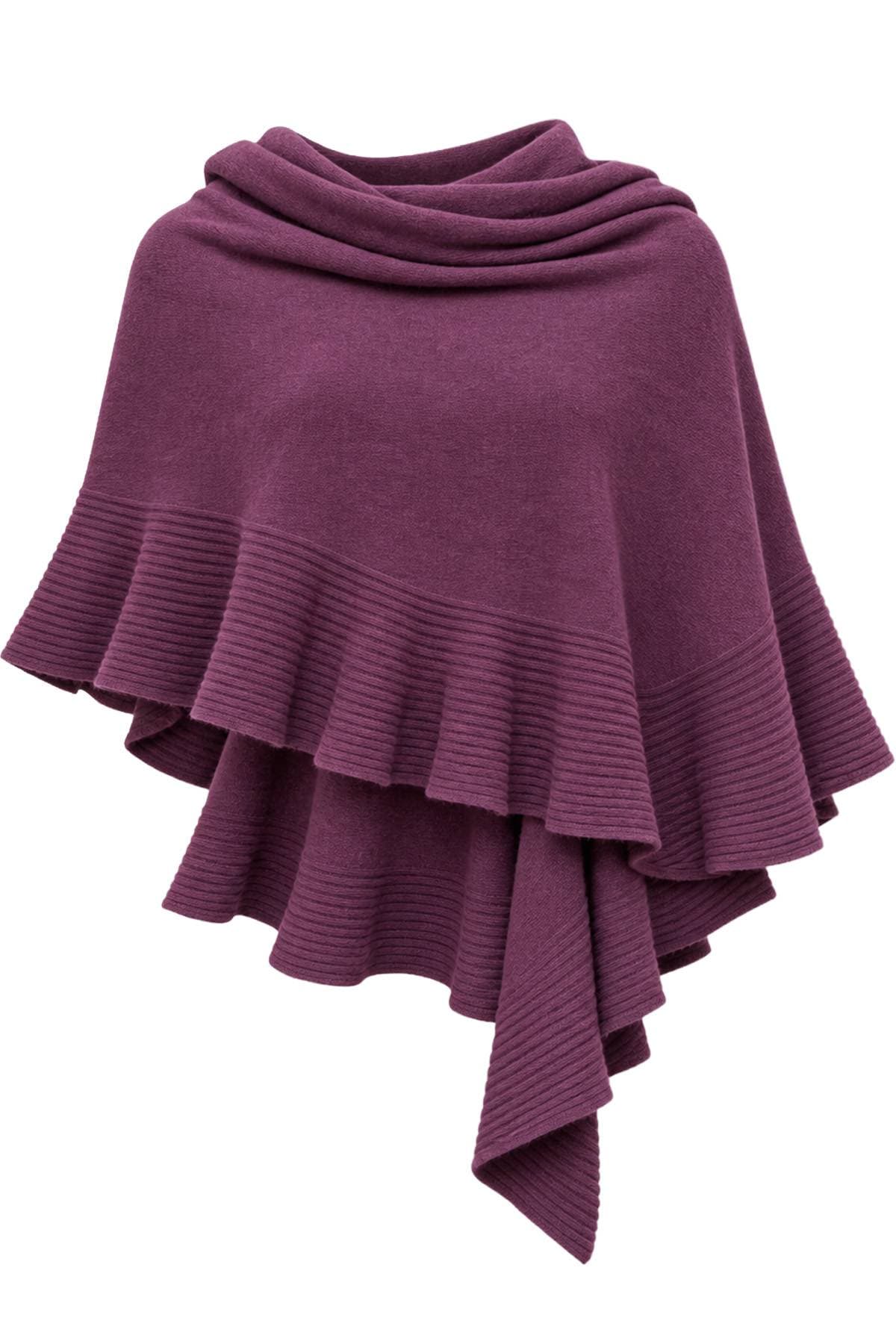 Purple 100% Cashmere Italian Ruffle Shawl | Women's - 565.0000 - Alternative view 3