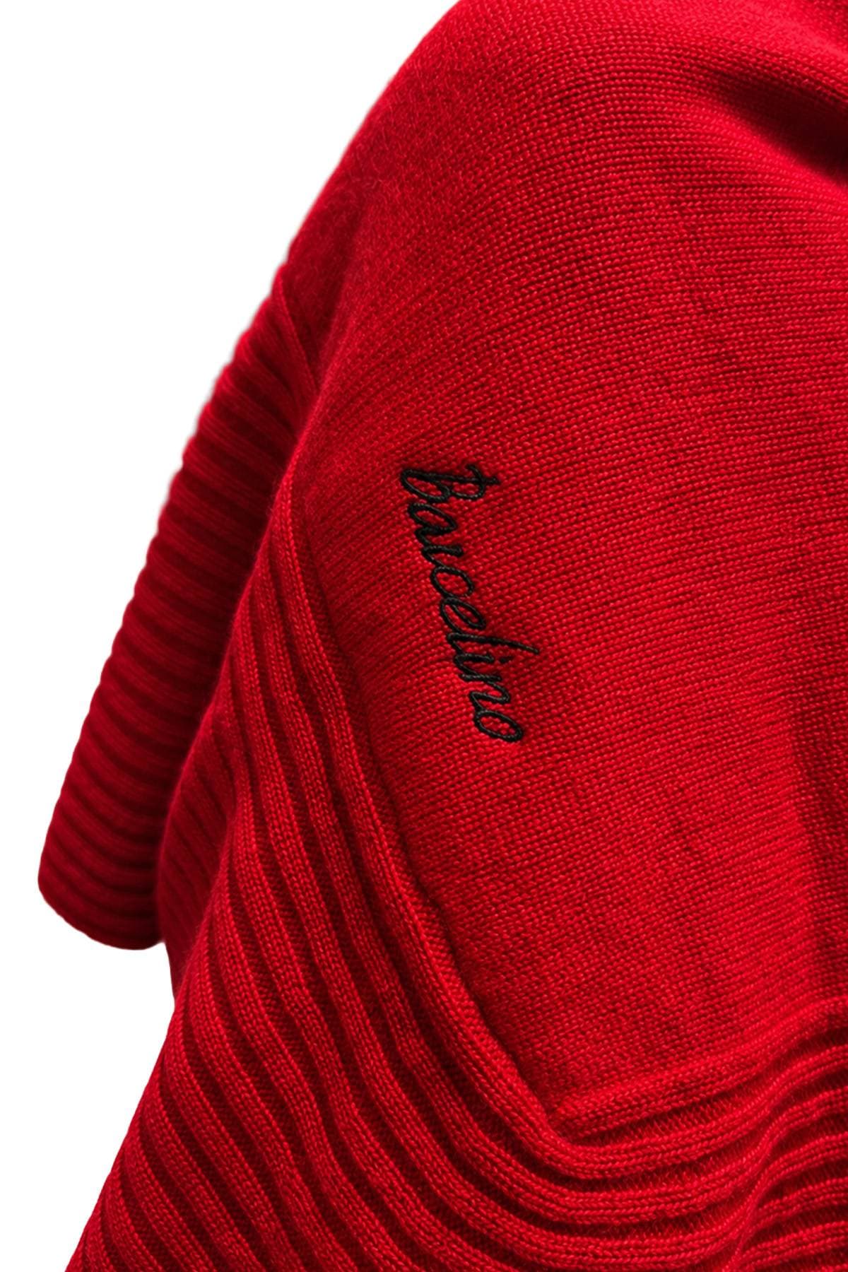 Red 100% Cashmere Italian Ruffle Shawl | Women's - 595.0000 - Alternative view 4
