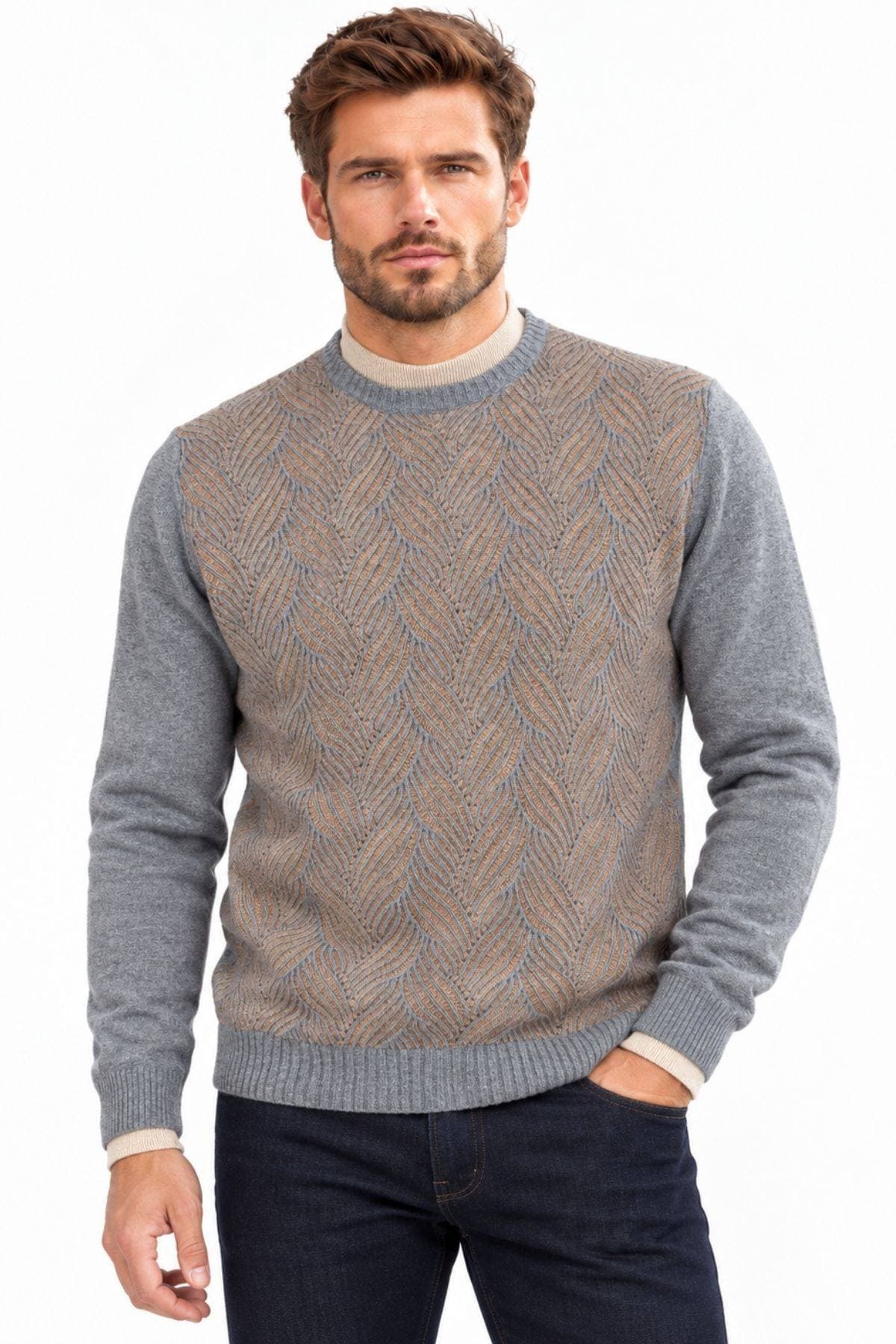 Grey Camel Cashmere Wool Blend Sweater -  - Main product view