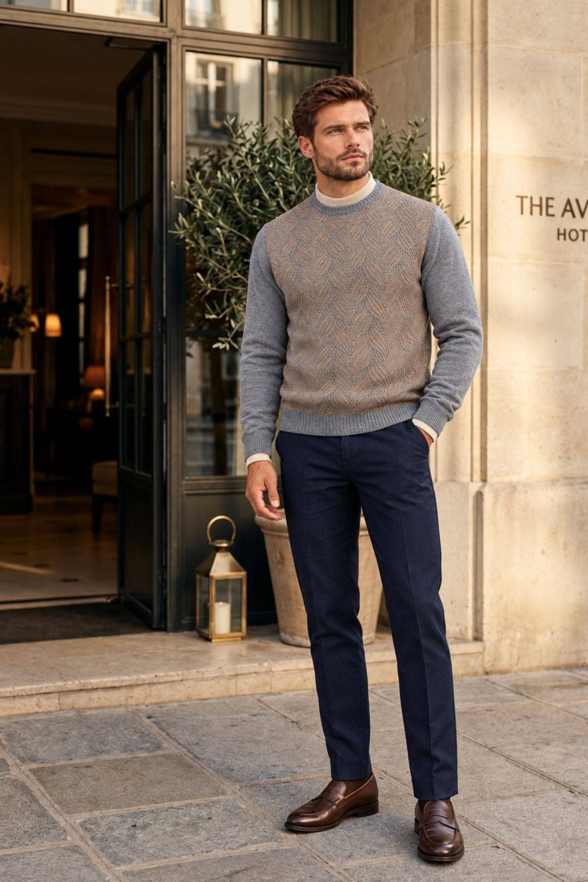 Grey Camel Cashmere Wool Blend Sweater -  - Alternative view 2
