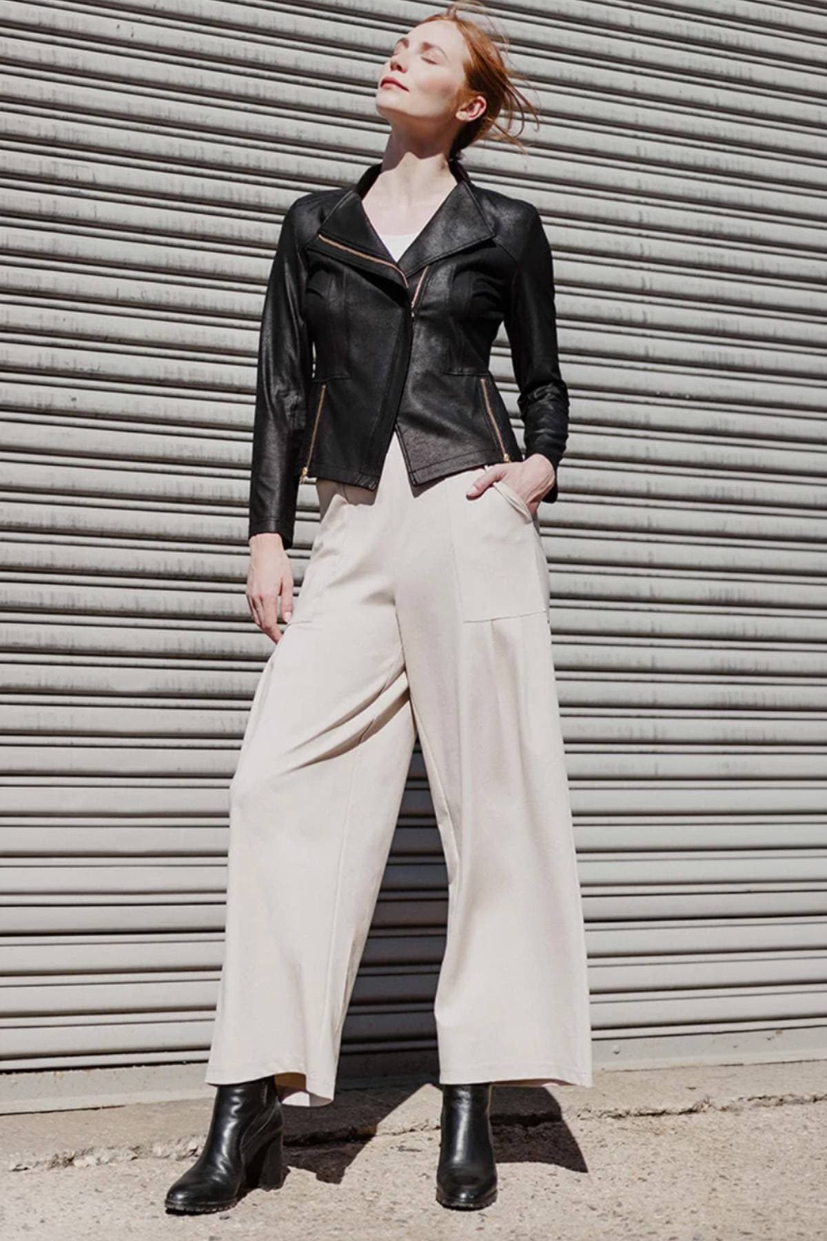 Black Liquid Leather Vegan Moto Jacket | Women's -  - Alternative view 2