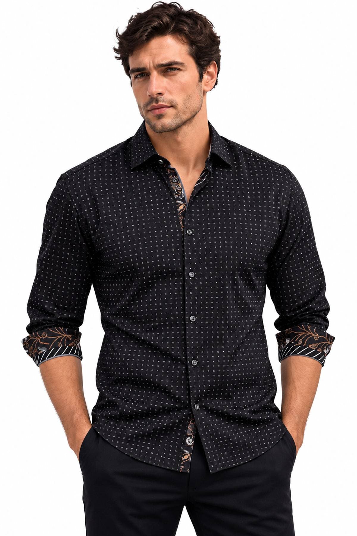 Luxury Black 360° Stretch Cotton Shirt -  - Alternative view 4